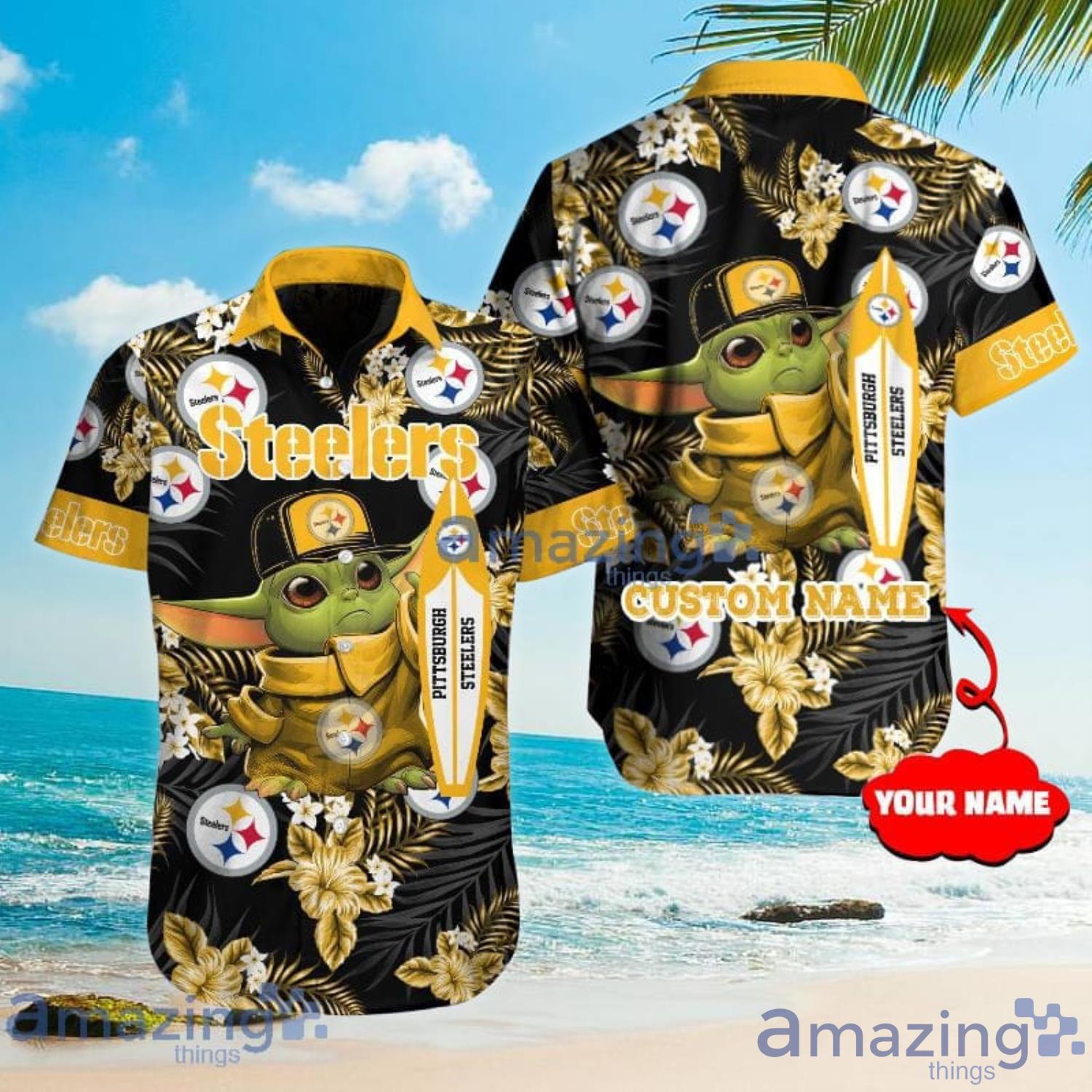 Custom Name Pittsburgh Steelers Hawaiian Shirt NFL Football