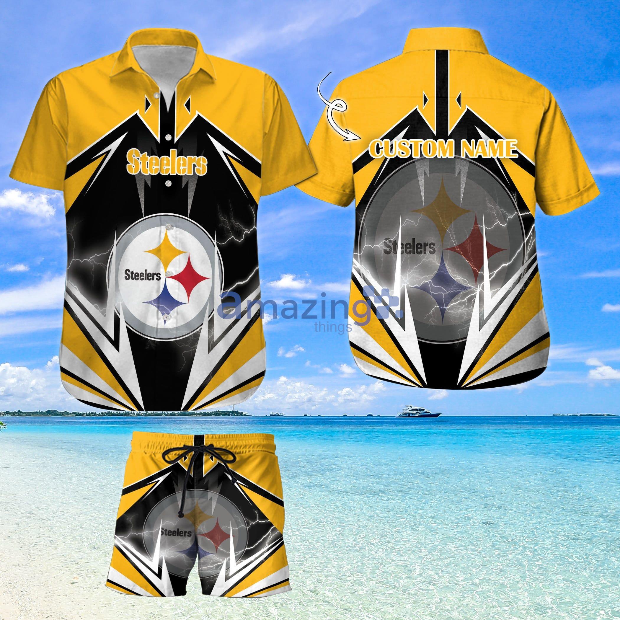 Pittsburgh Steelers Custom Name NFL Hawaiian Shirt And Shorts Gift For Men  And Women Fans - Banantees