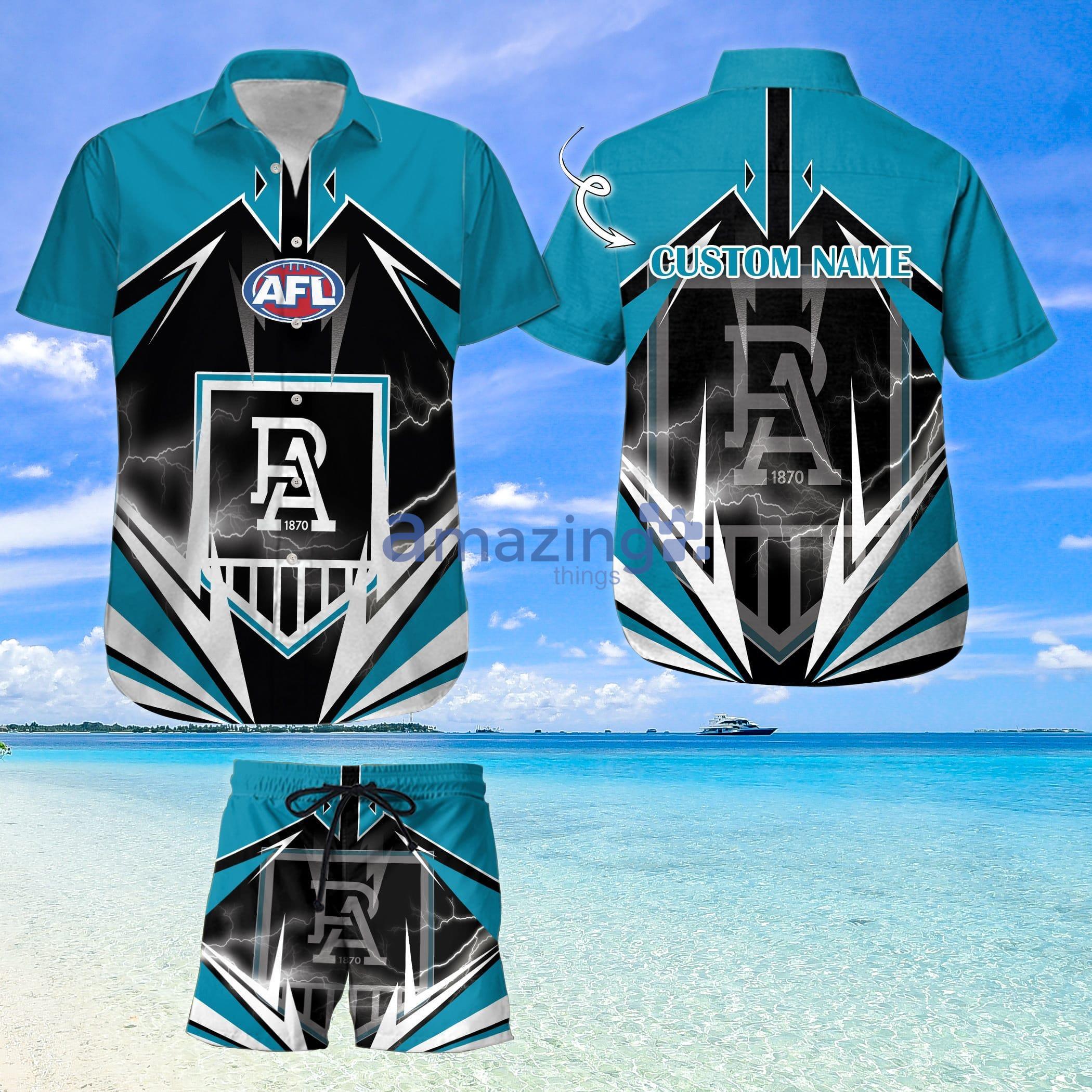 Custom Name For Fans Port Adelaide Football Club Hawaiian Shirt And Shorts Product Photo 1