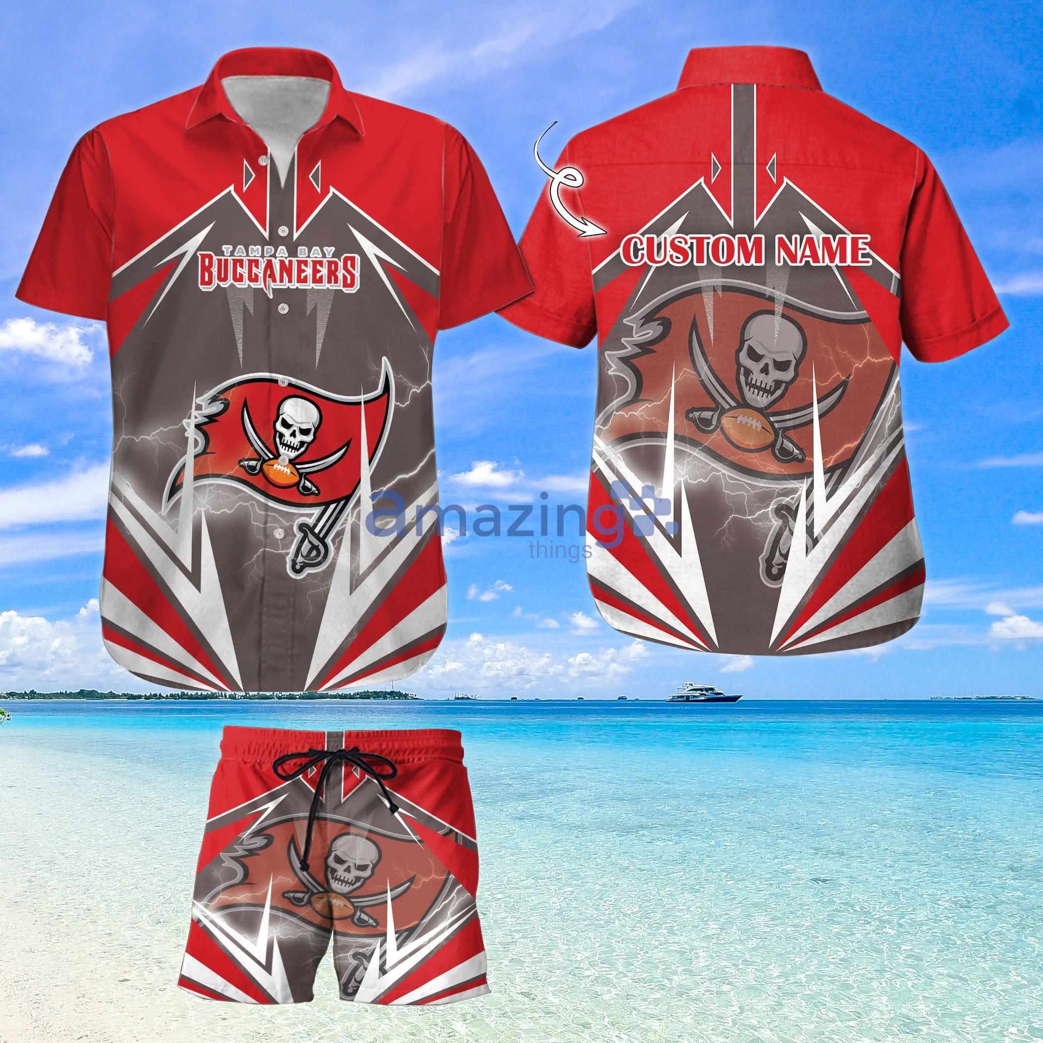 Custom Name For Fans Tampa Bay Buccaneers Nfl Hawaiian Shirt And Shorts Product Photo 1