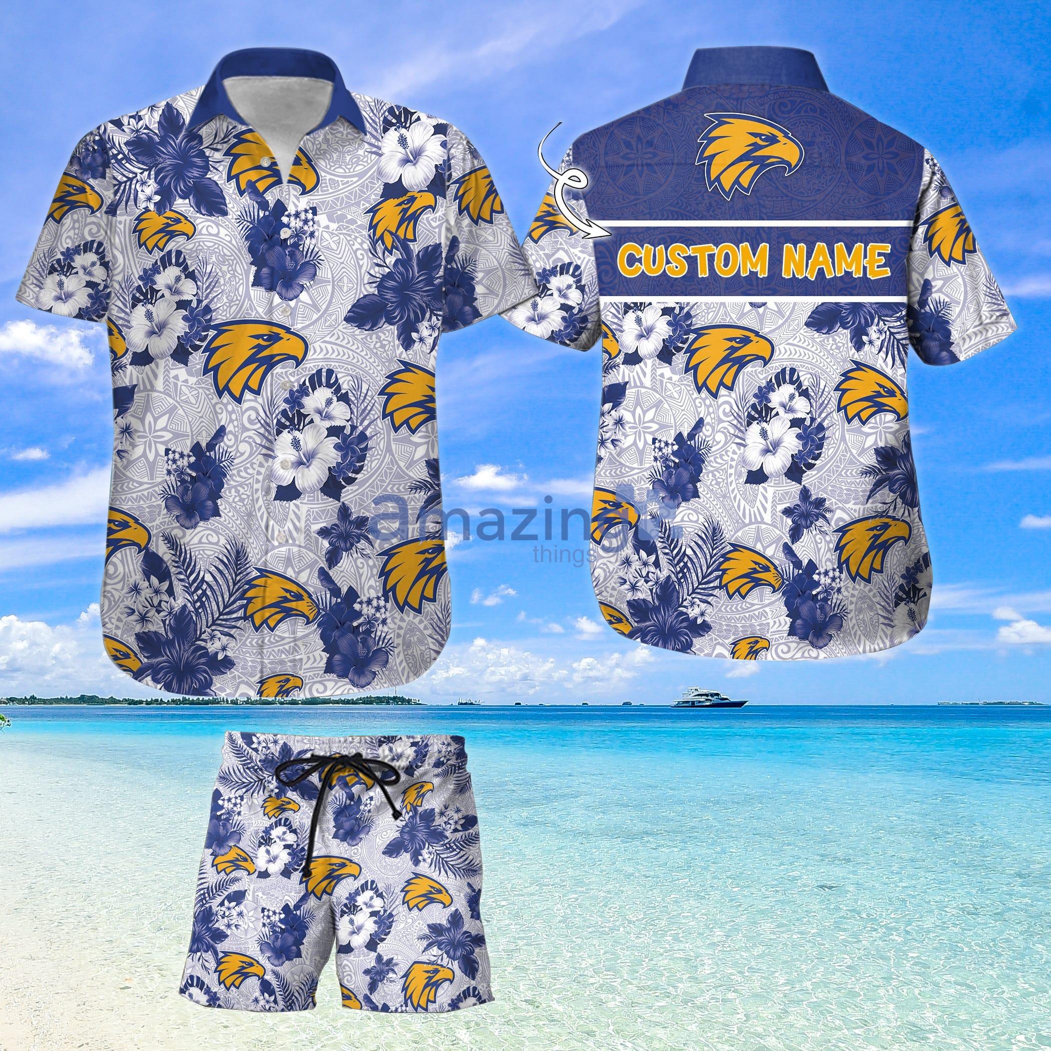 Custom Name AFL West Coast Eagles Tribal Pattern Hawaiian Shirt