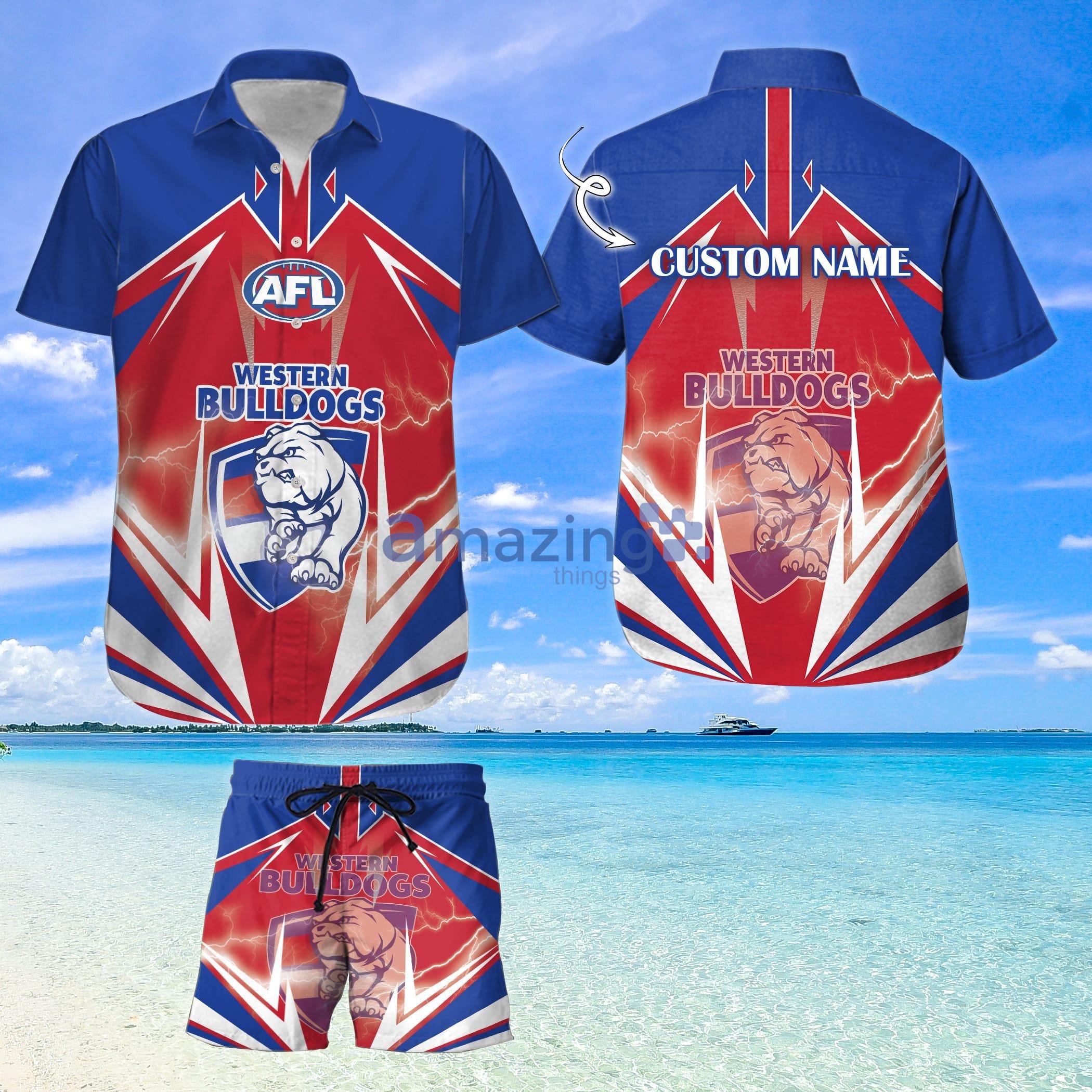 Custom Name For Fans Western Bulldogs Hawaiian Shirt And Shorts Product Photo 1