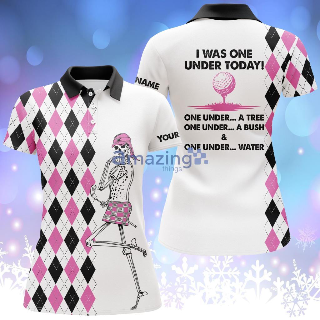 Custom Name I Was One Under Today Golf Skull Women Golf Polo Shirts - CustomNameIWasOneUnderTodayGolfSkullWomenGolfPoloShirts