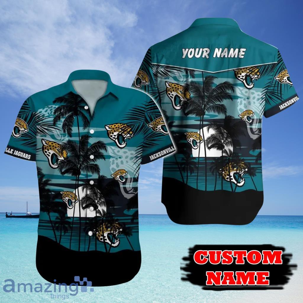 Custom Name Jacksonville Jaguars NFL Moon BeachTropical Hawaiian Shirt