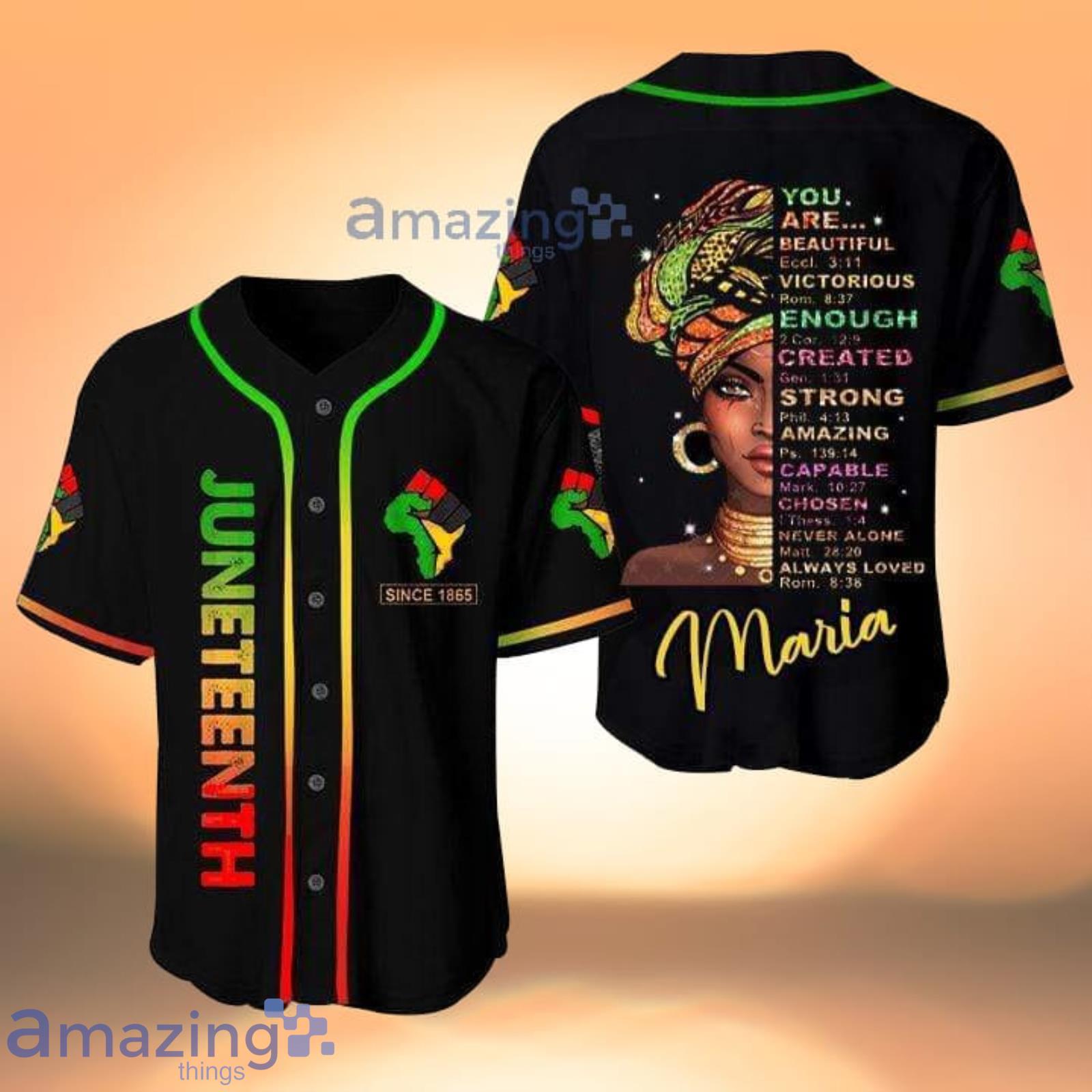 Custom Name Juneteenth Since 1865 Black Girl You Are Beautiful Baseball Jersey Shirt Product Photo 1