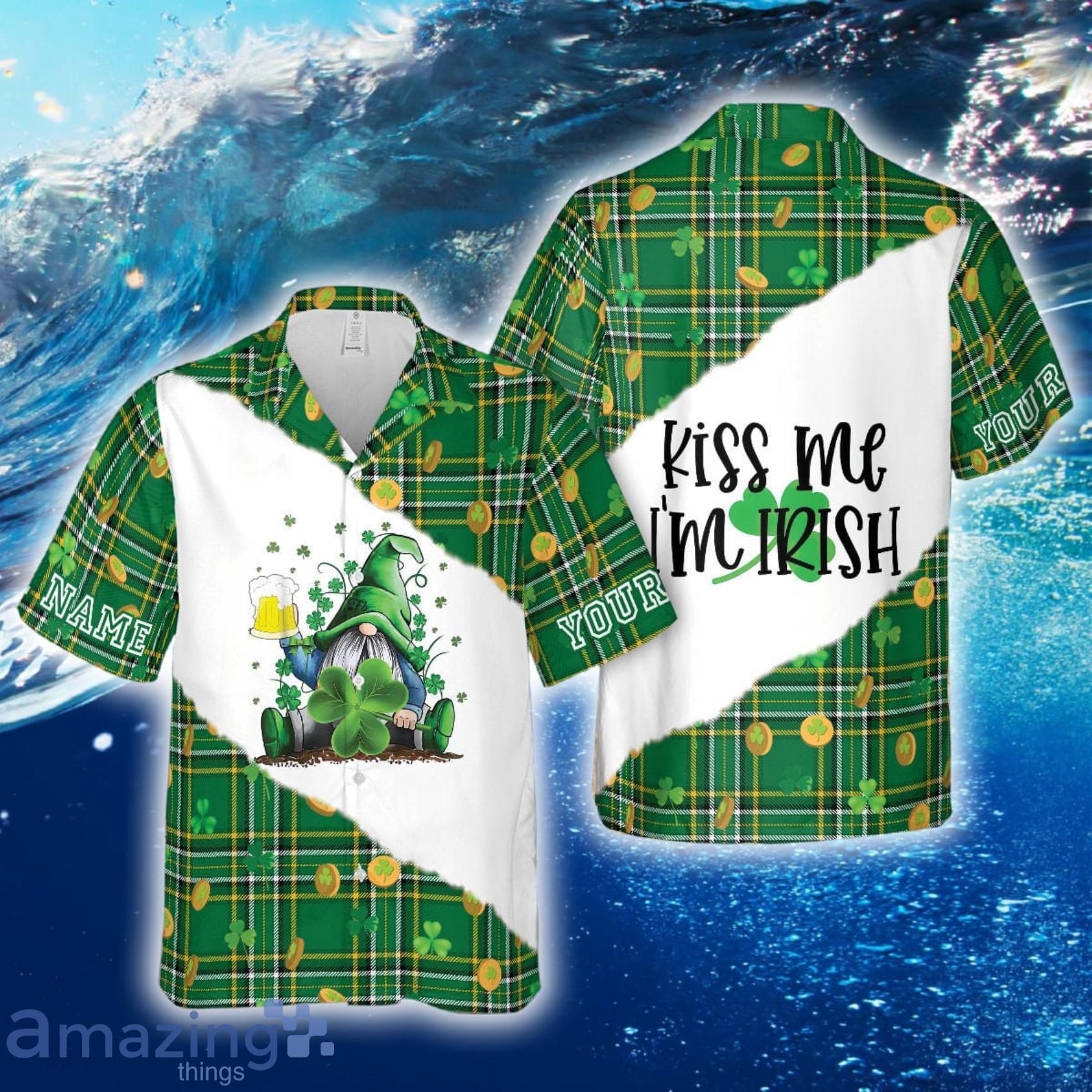 Custom Name Kiss Me I'm Irish Gnome Hawaii Shirt And Short Product Photo 1
