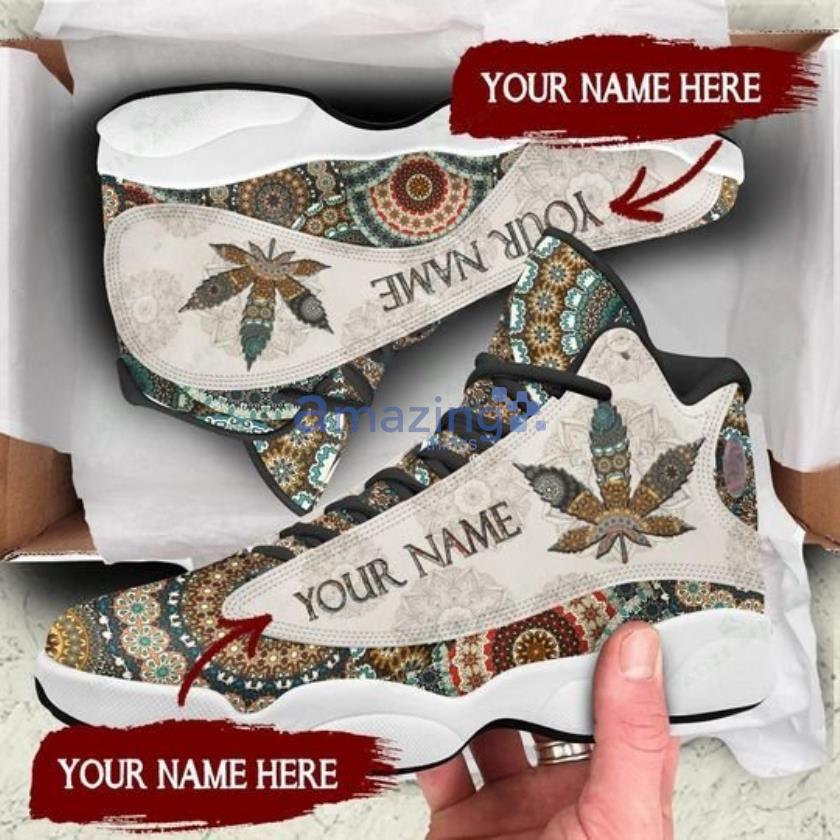Custom Your Name Weed Leaf All Over Printed Air Jordan 13 Sneakers
