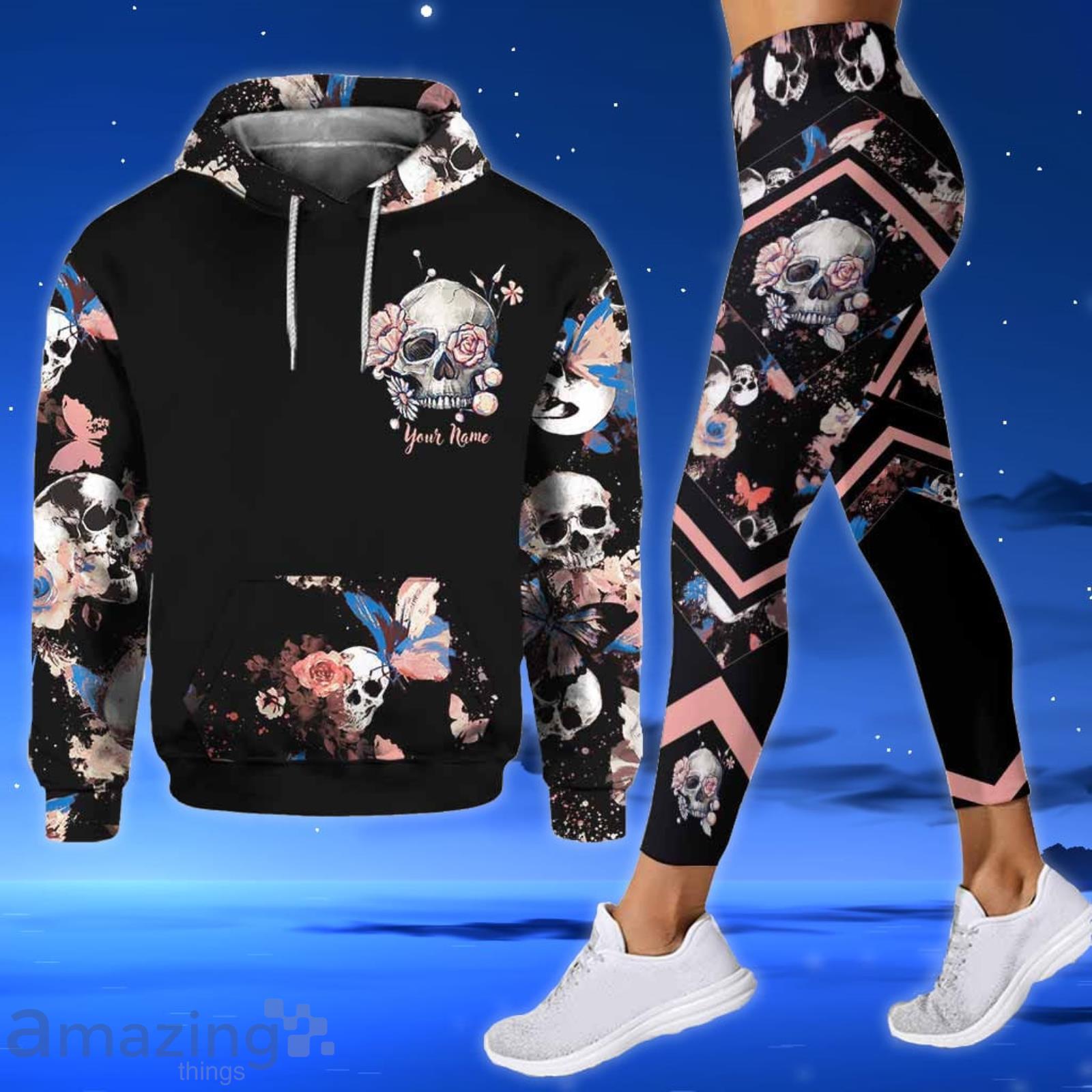 Custom Name May Girl With Tatoos Pretty Eyes And Thick Thighs Black All  Over Print 3D Flower Skull Hoodie And Leggings