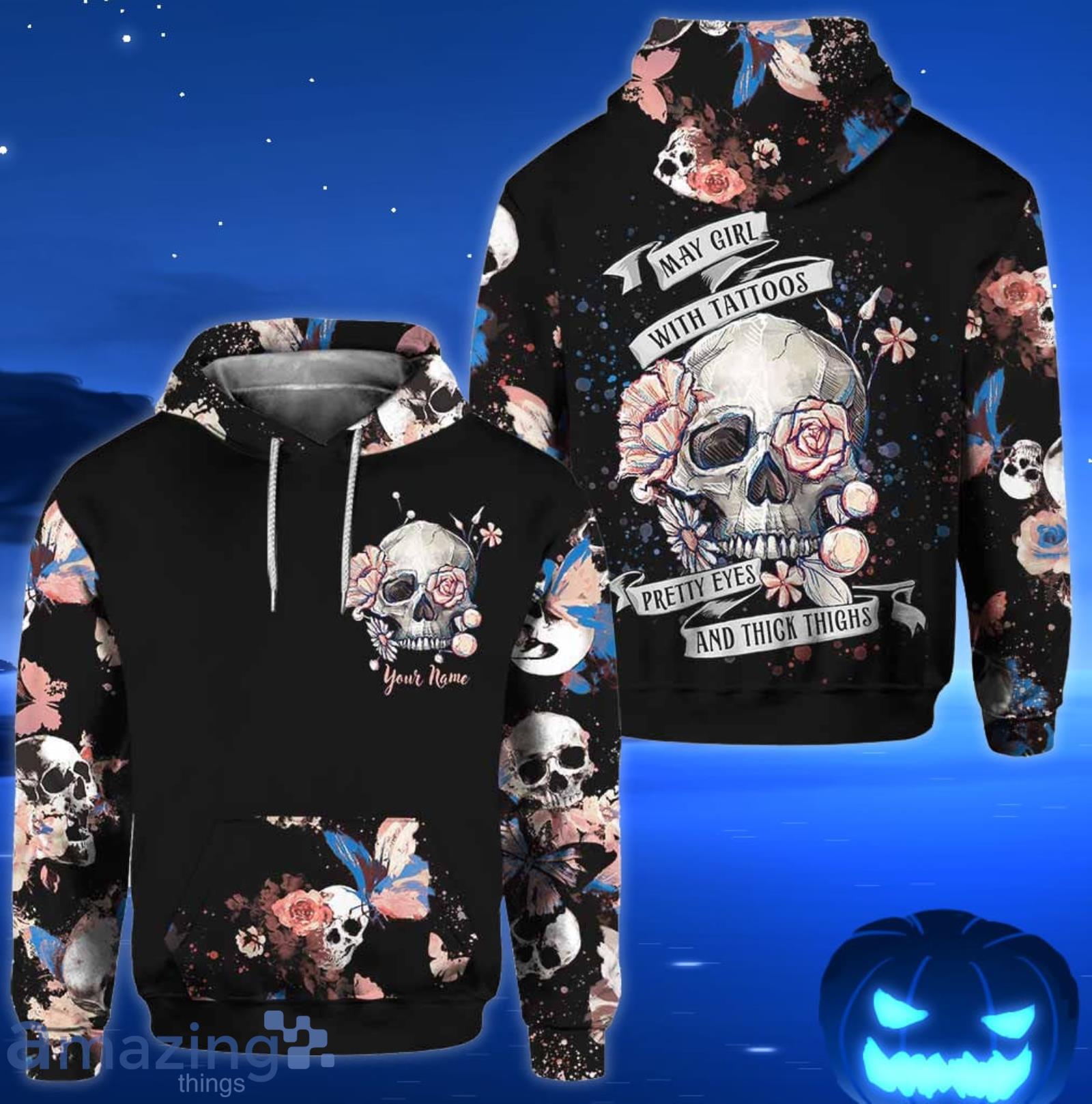 Floral Skulls Combo Outfit Hoodie And Legging For WomenCombo