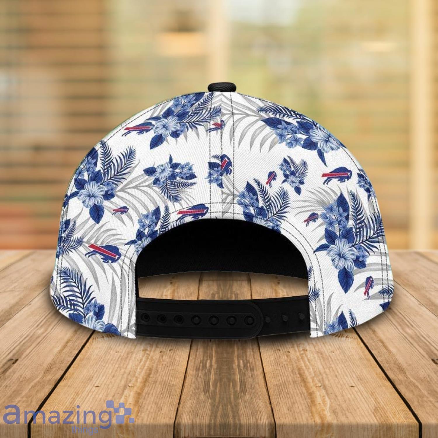 Custom Name NFL Buffalo Bills Tropical Flowers Pattern Printed 3D Cap