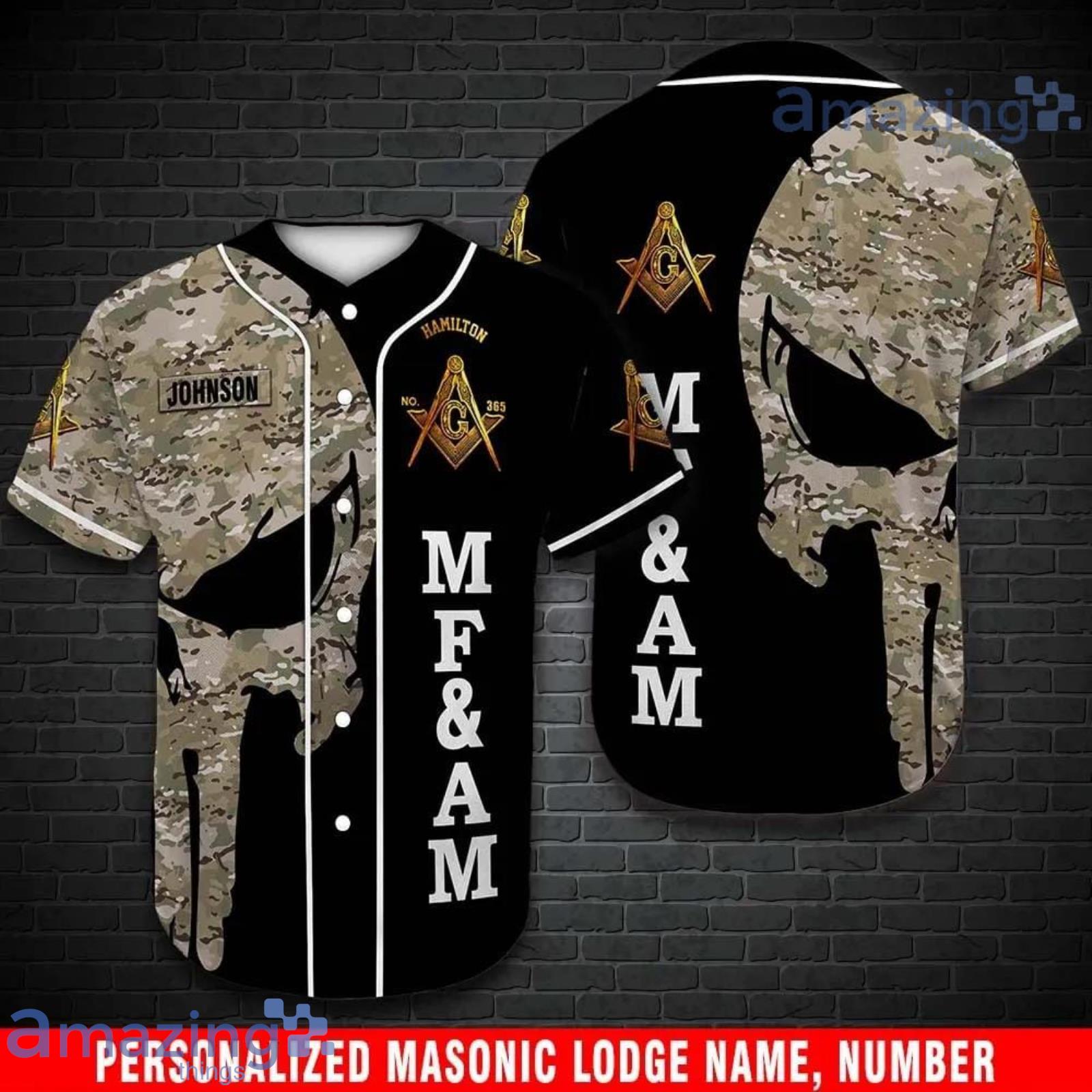 Custom Name Number Mf&Am Skull Camo Baseball Jersey Shirt Product Photo 1