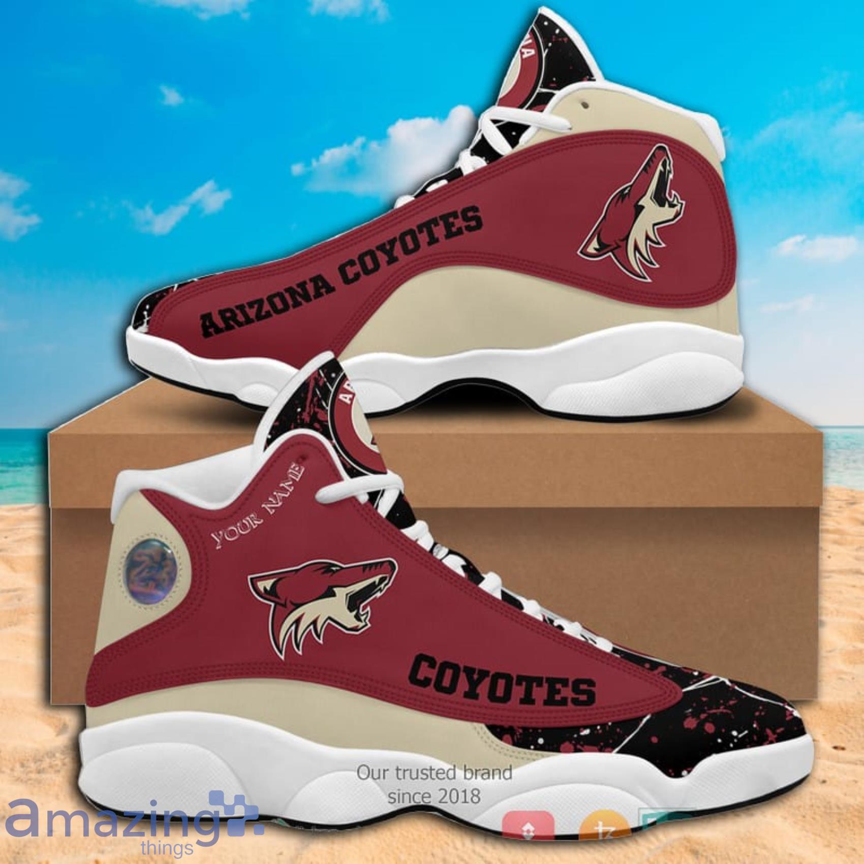 Custom Name Paint Stain NHL Arizona Coyotes Air Jordan 13 Shoes Product Photo 1