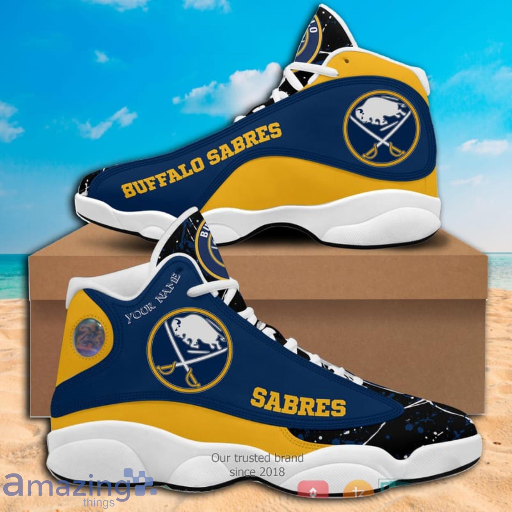 Custom Name Paint NHL Buffalo Sabres Air Jordan 13 Shoes