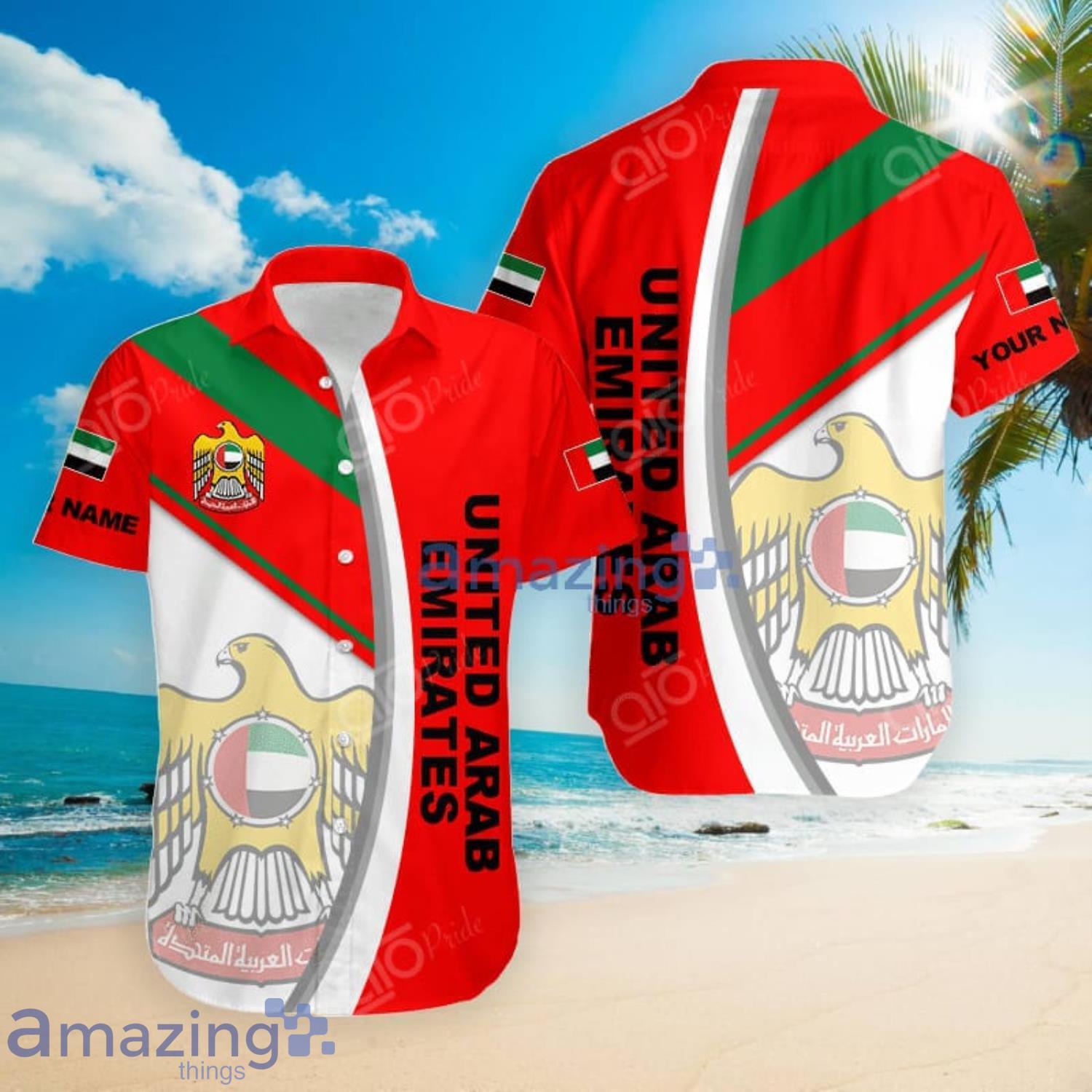 Custom Name United Arab Emirates Hawaiian Shirt Summer Gift For Men And Women Product Photo 1