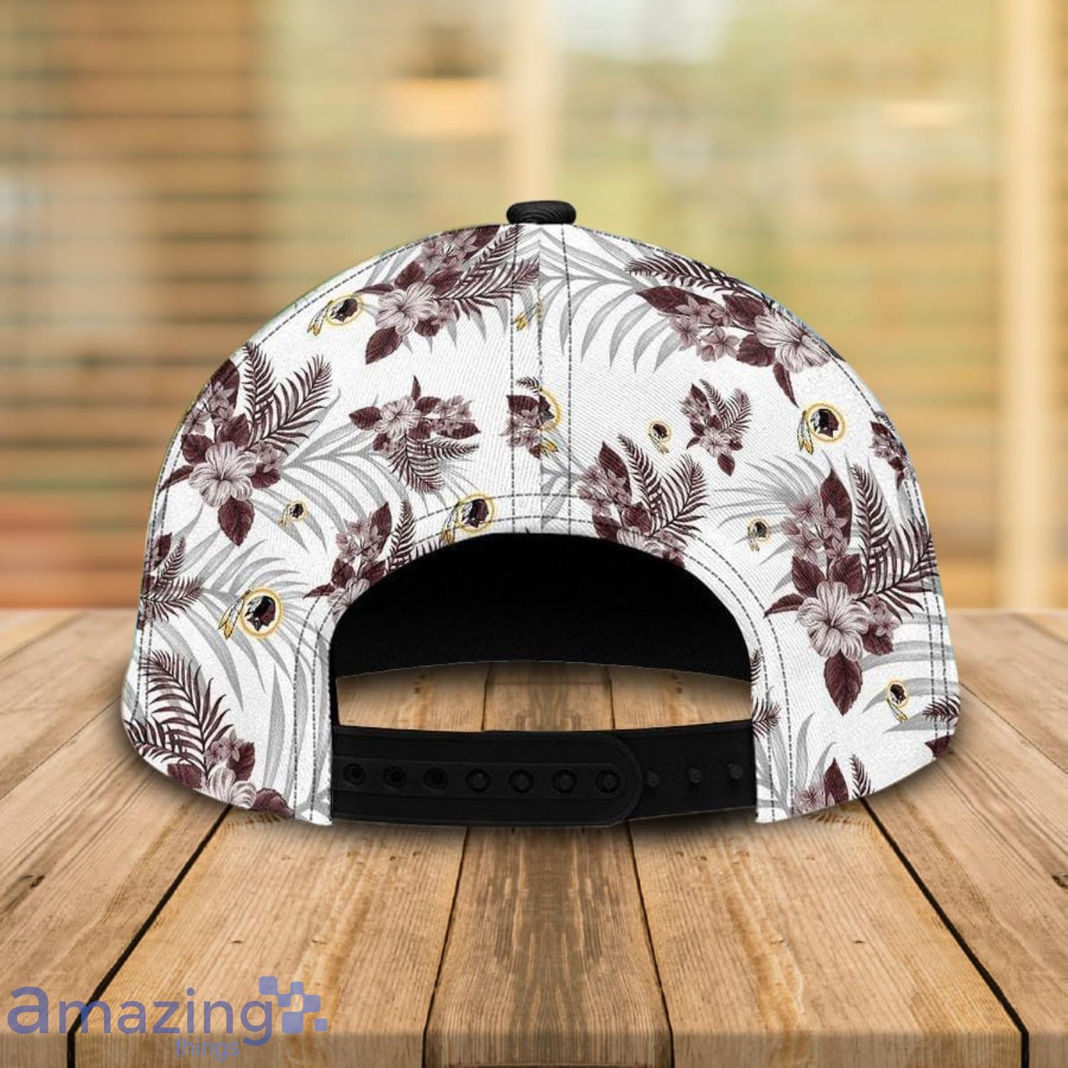 Custom Name Washington Redskins Tropical Flowers Pattern Printed 3D Cap image Custom Name Washington Redskins Tropical Flowers Pattern Printed 3D Cap Product Photo 3