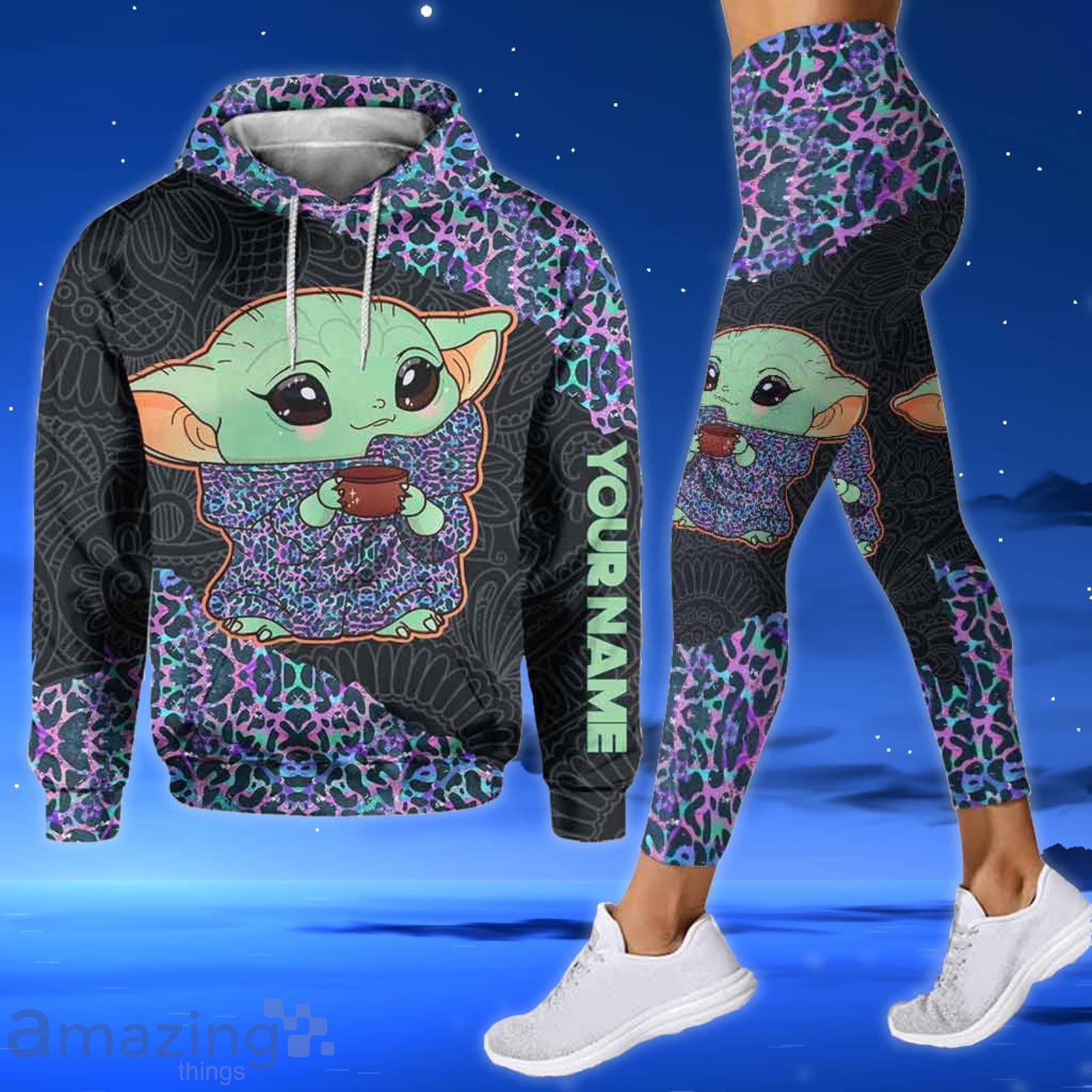 Custom Name Yoda All Over Print 3D Leopard Hoodie And Leggings image Custom Name Yoda All Over Print 3D Leopard Hoodie And Leggings Product Photo 2
