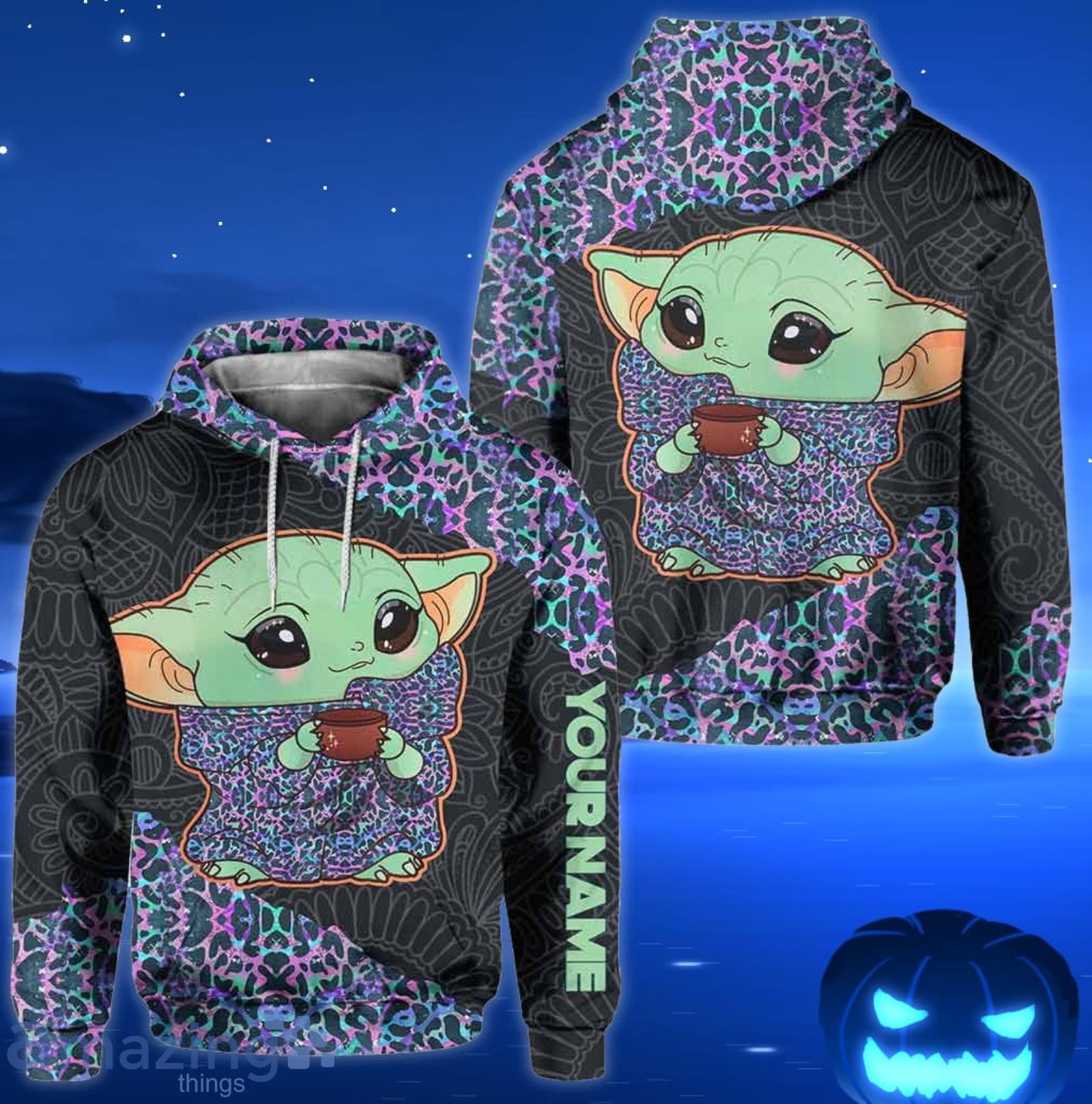 Custom Name Yoda All Over Print 3D Leopard Hoodie And Leggings image Custom Name Yoda All Over Print 3D Leopard Hoodie And Leggings Product Photo 3