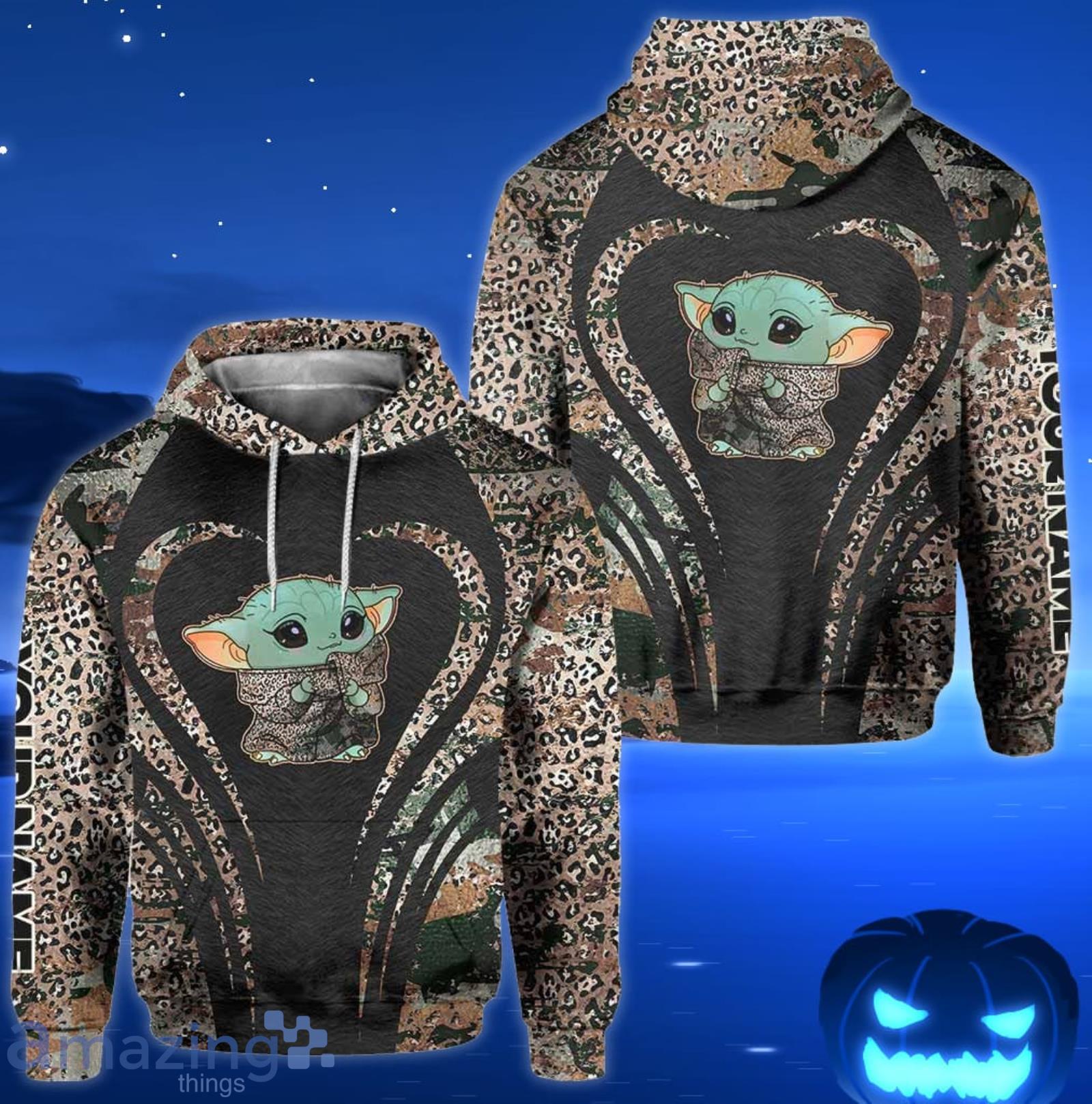 Custom Name Yoda Leopard All Over Print 3D Hoodie And Leggings image Custom Name Yoda Leopard All Over Print 3D Hoodie And Leggings Product Photo 3