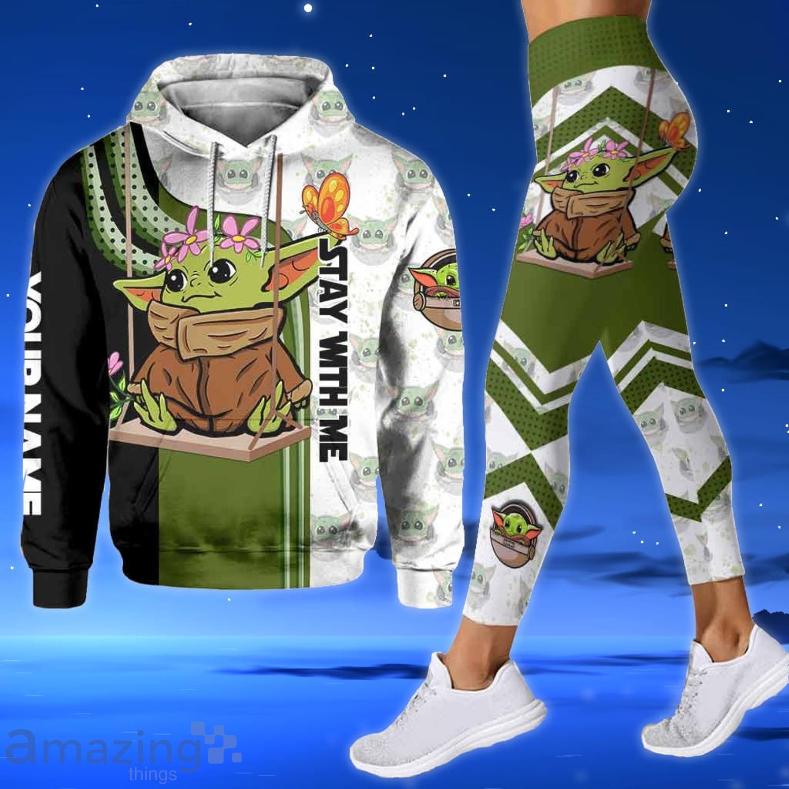 Custom Name Yoda Stay With Me All Over Print 3D Hoodie And Leggings White & Green image Custom Name Yoda Stay With Me All Over Print 3D Hoodie And Leggings White & Green Product Photo 2