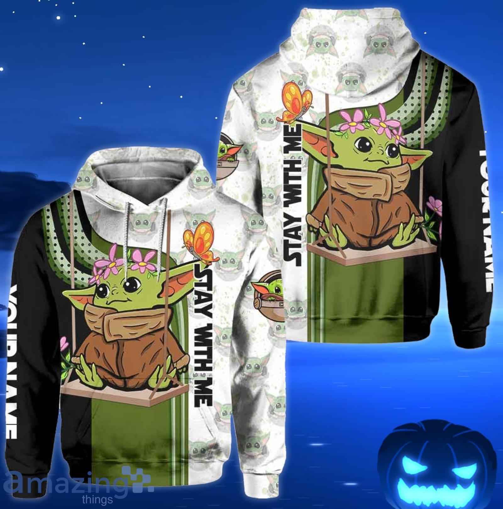 Custom Name Yoda Stay With Me All Over Print 3D Hoodie And Leggings White & Green image Custom Name Yoda Stay With Me All Over Print 3D Hoodie And Leggings White & Green Product Photo 3