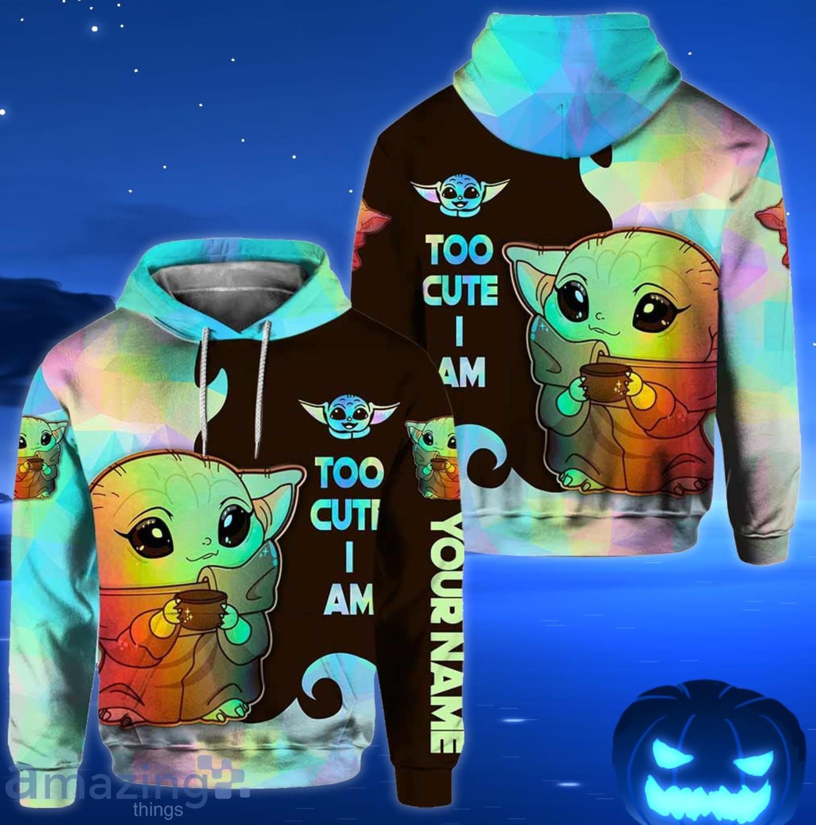 Custom Name Yoda Too Cute I Am All Over Print 3D Rainbow Color Hoodie And  Leggings