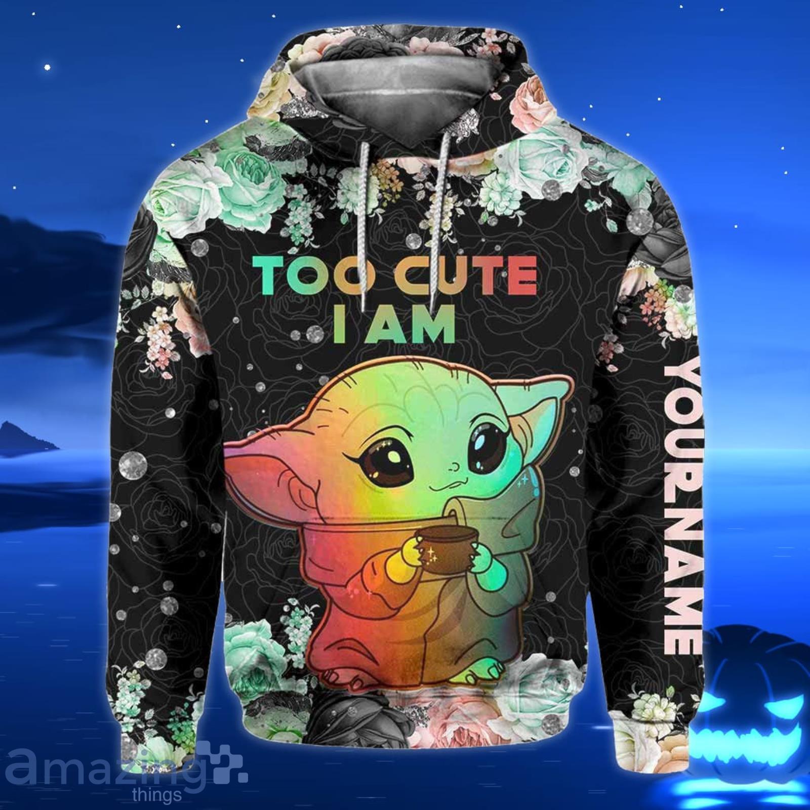 Custom Name Yoda Too Cute I Am All Over Print 3D Rainbow Color Hoodie And  Leggings