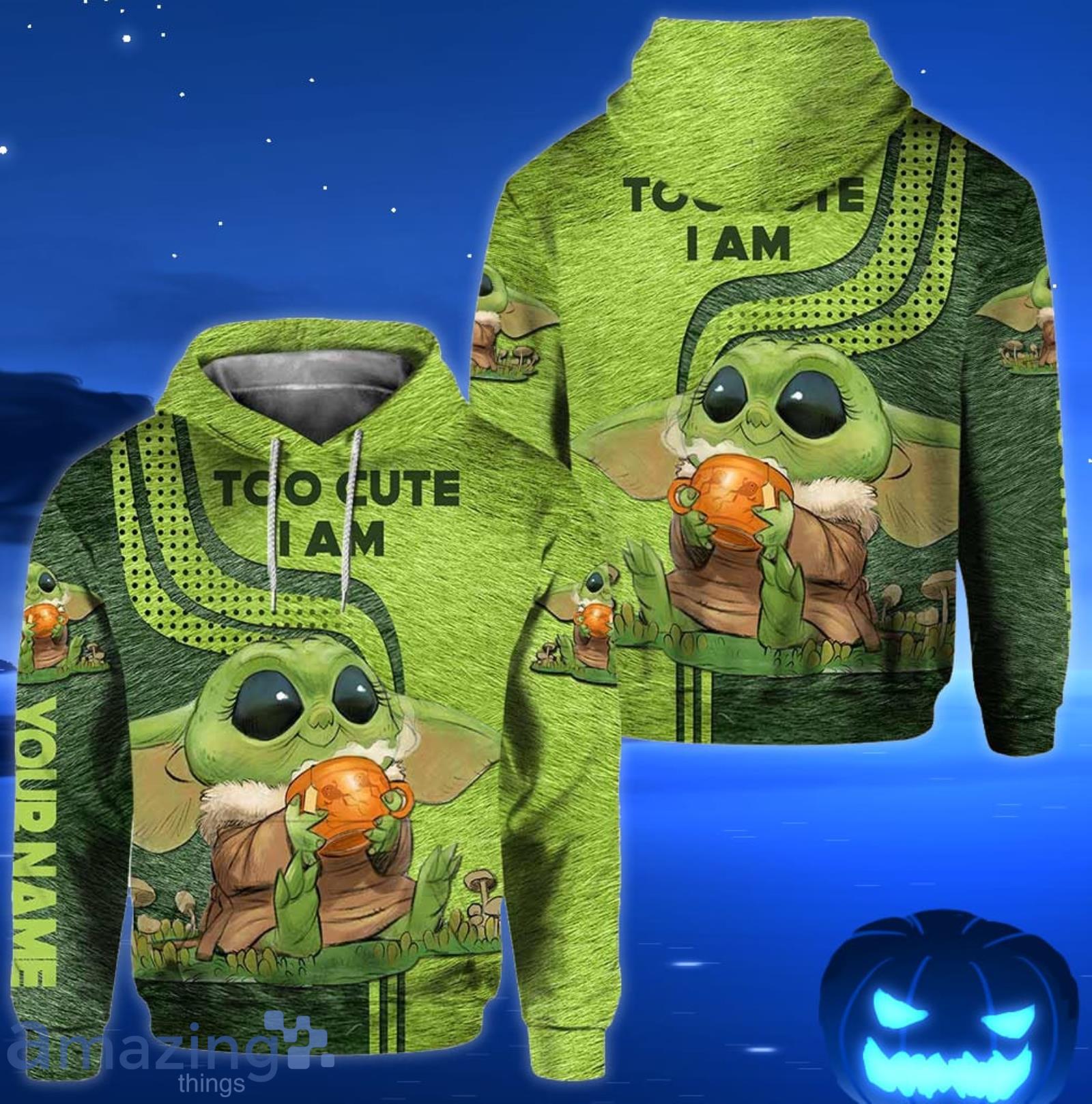 Custom Name Yoda Too Cute I Am All Over Print 3D Rainbow Color Hoodie And  Leggings