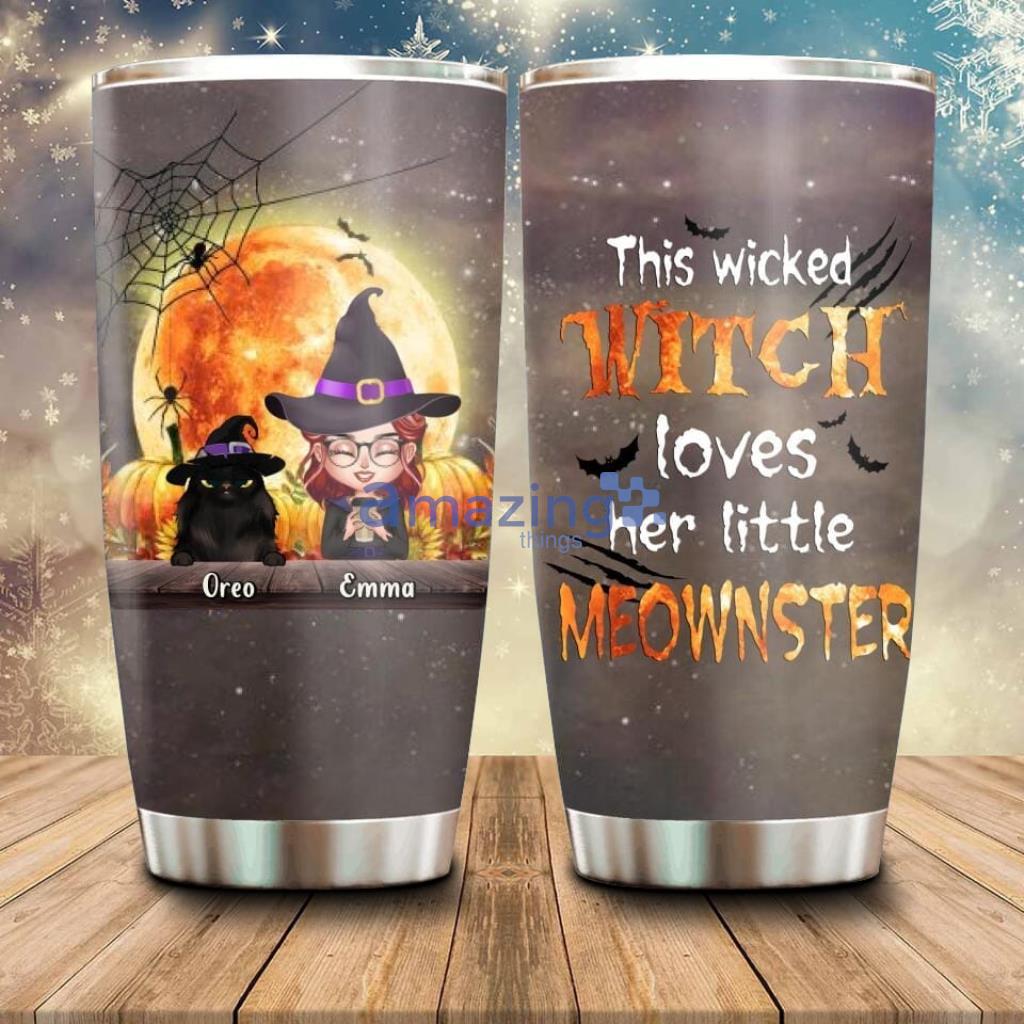 Custom Personalized Cat Witch Tumbler - Upto 5 Cats Halloween Gift Idea For Cat Lovers - Custom Personalized Cat Witch Tumbler - Upto 5 Cats - Halloween Gift Idea For Cat Lovers - This Wicked Witch Loves Her Little Meownster_7520