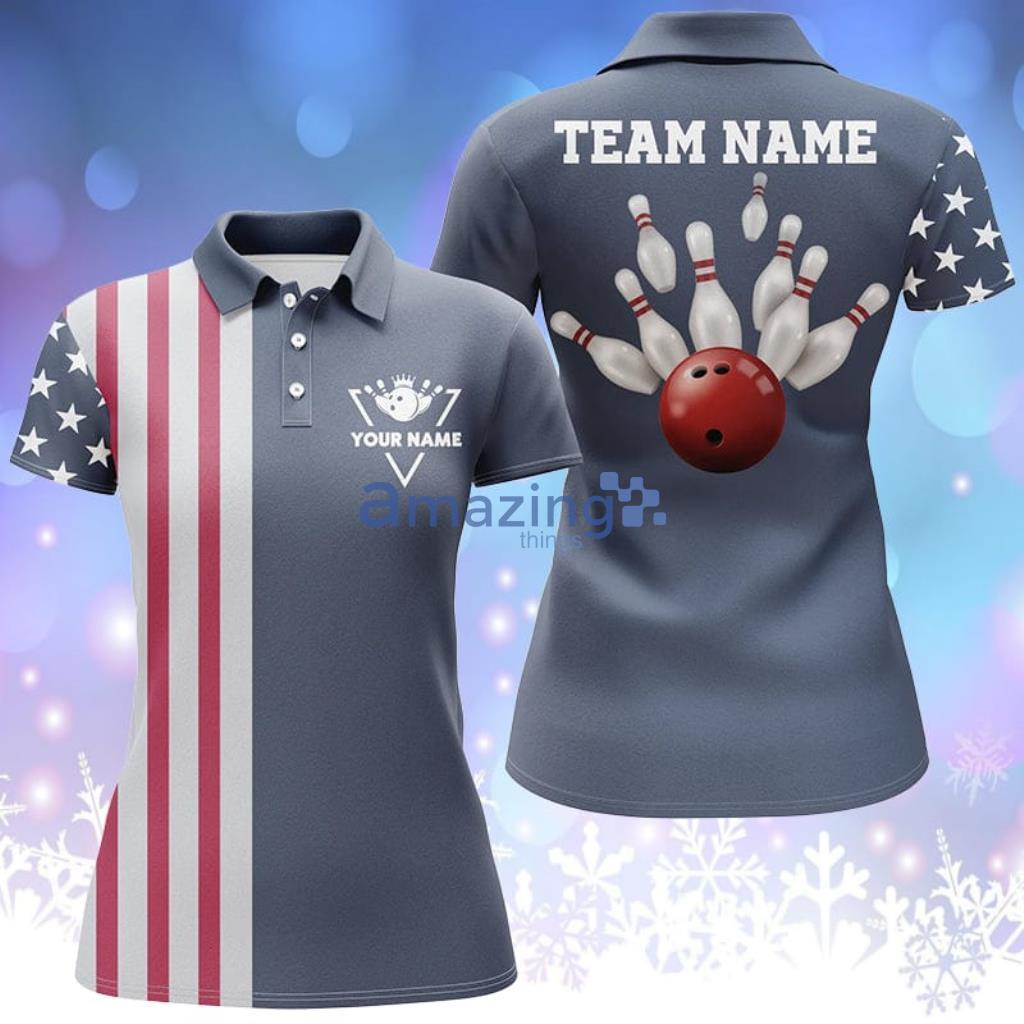 Custom Vintage Bowling Polo Shirts For Women American Flag - CustomVintageBowlingPoloShirtsForWomenAmericanFlag