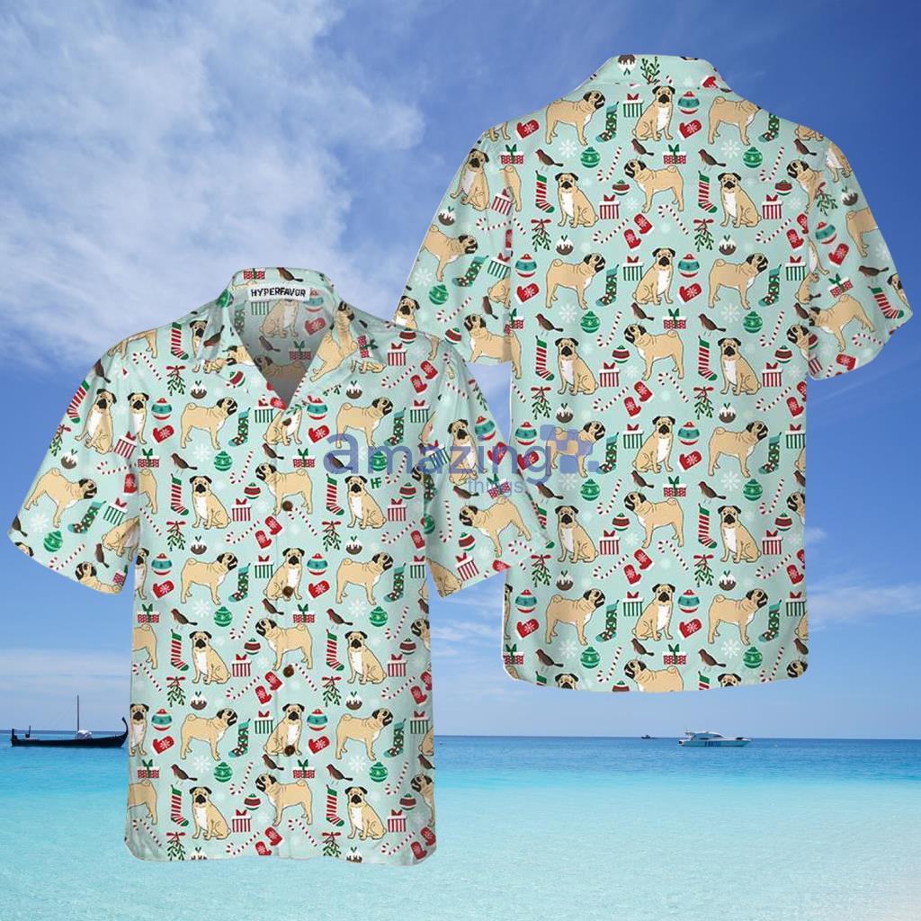 Cute Pug Xmas Holiday Hawaiian Shirt - Cute Pug Xmas Holiday Hawaiian Shirt