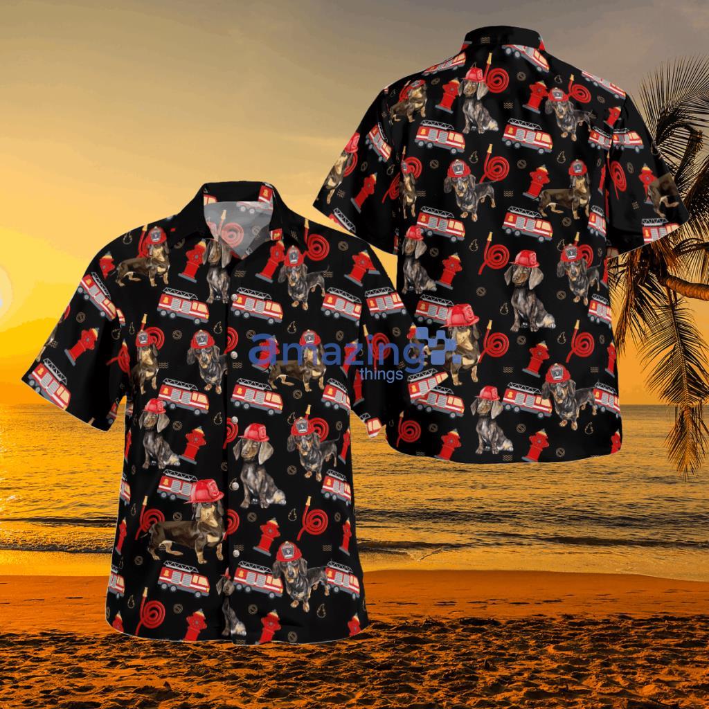 Dachshund Fire Rescue Pattern Black Hawaiian Shirt - BCTT0707BG09 Dachshund Fire Rescue Hawaiian Shirt