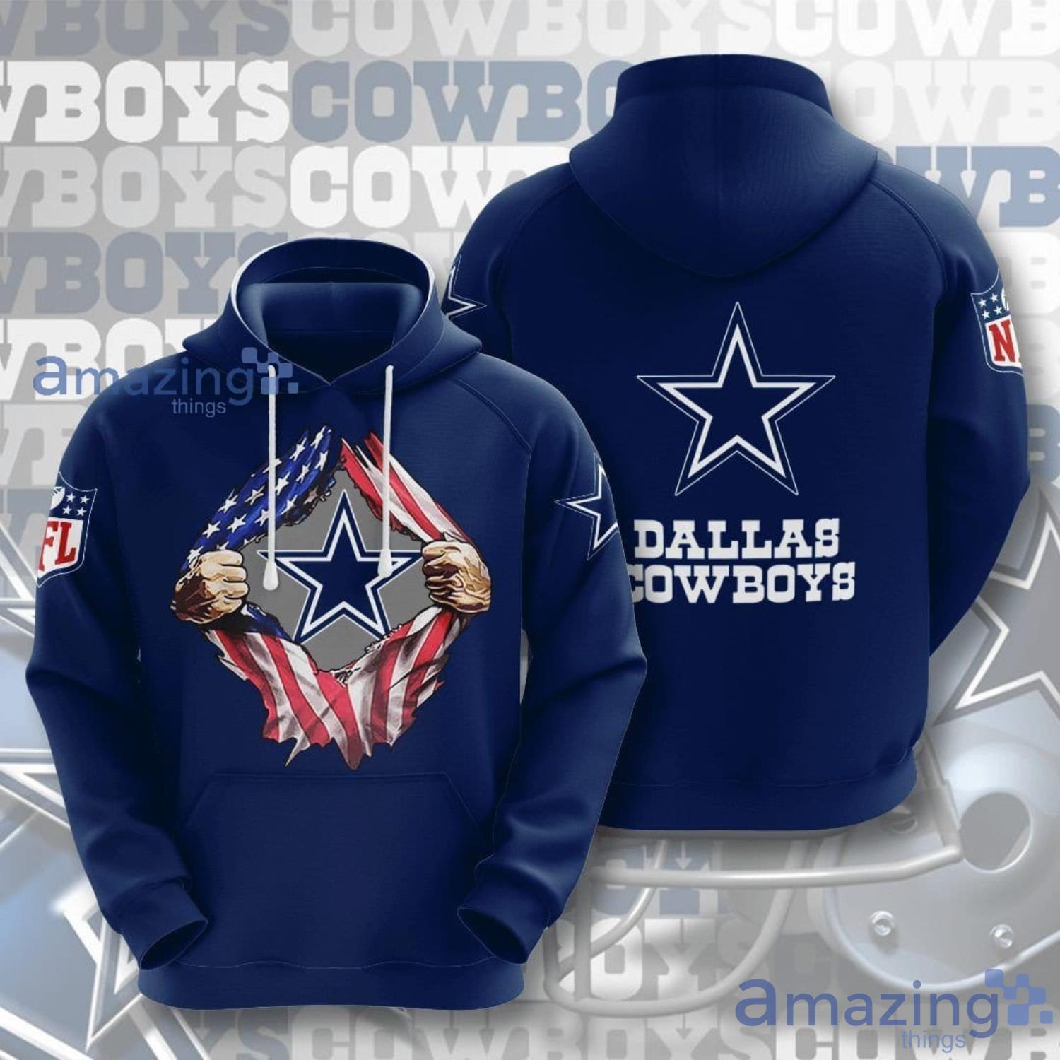 dallas cowboys 3d printed hooded pocket pullover hoodie