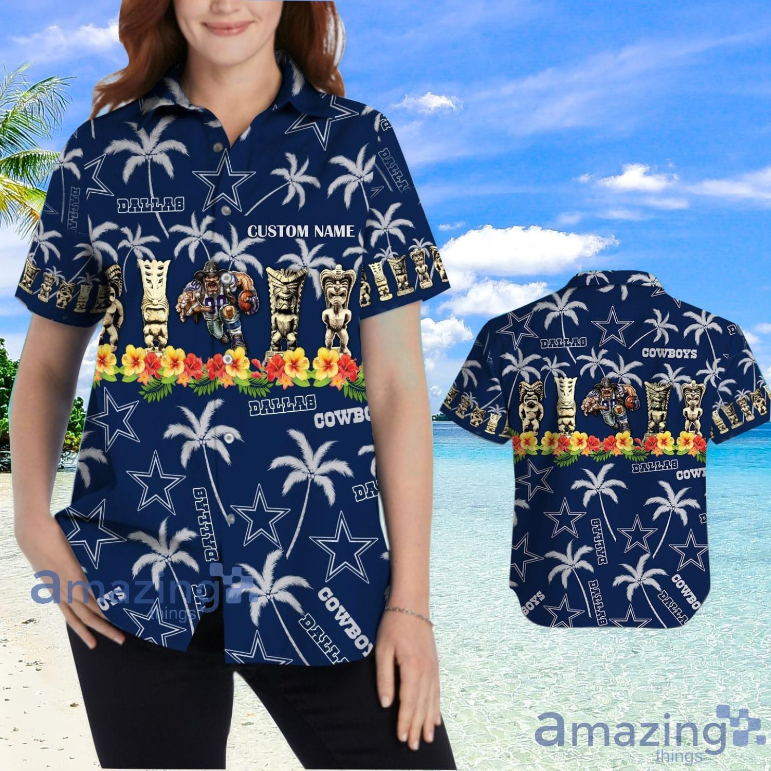 Dallas Cowboys Coconut Pattern Tiki Custom Name Hawaiian Shirt Summer Gift image Dallas Cowboys Coconut Pattern Tiki Custom Name Hawaiian Shirt Summer Gift Product Photo 2