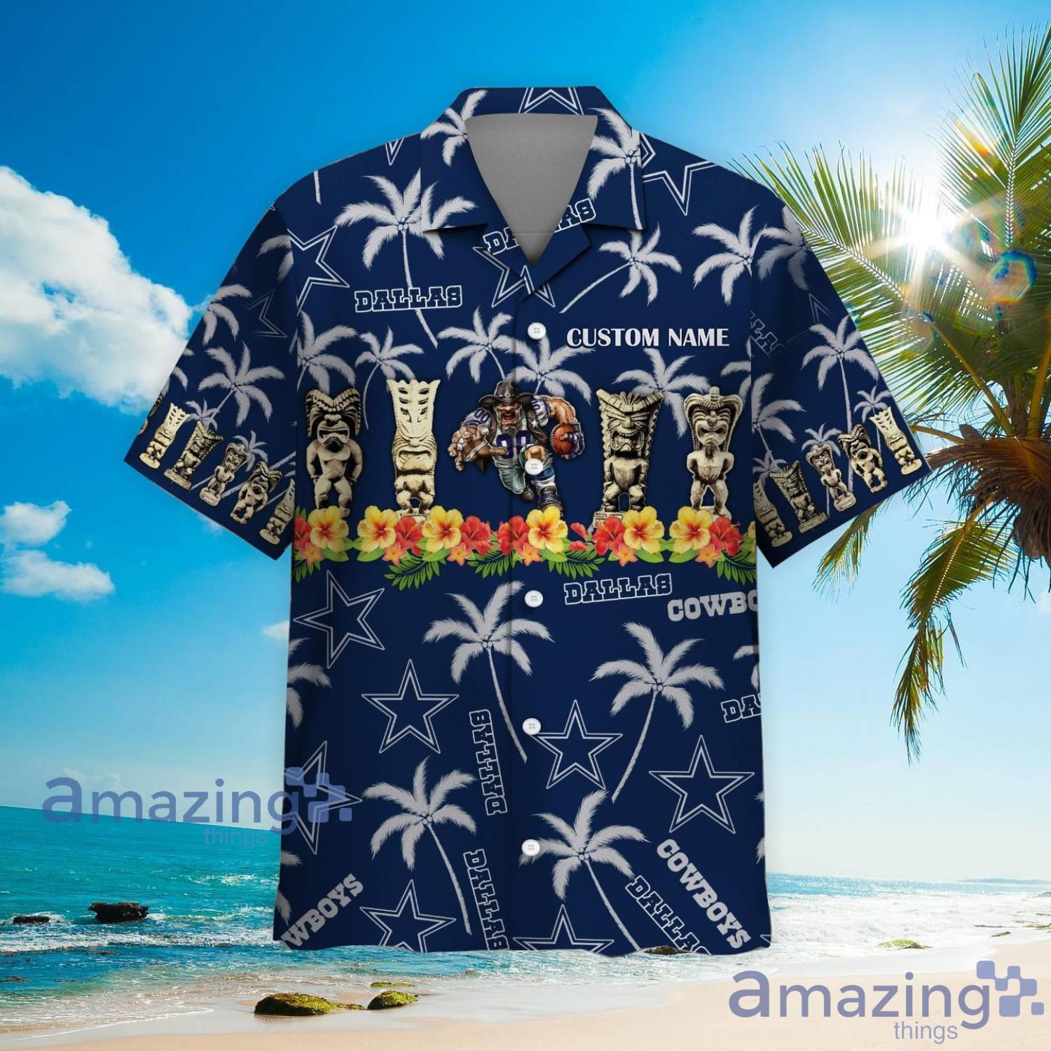 Dallas Cowboys Coconut Pattern Tiki Custom Name Hawaiian Shirt Summer Gift image Dallas Cowboys Coconut Pattern Tiki Custom Name Hawaiian Shirt Summer Gift Product Photo 3