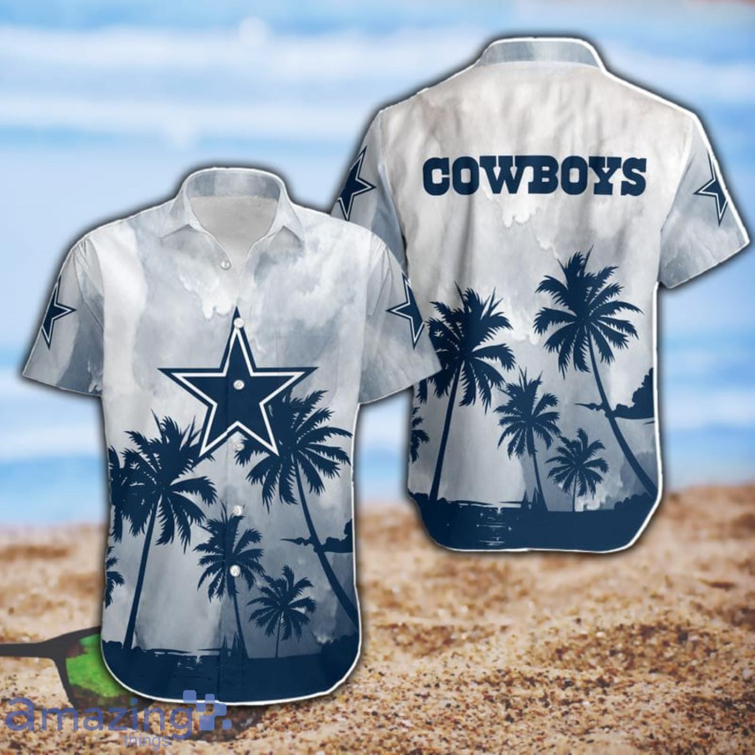 Dallas Cowboys Coconut Trees NFL Short Sleeve Hawaiian Shirt Product Photo 1