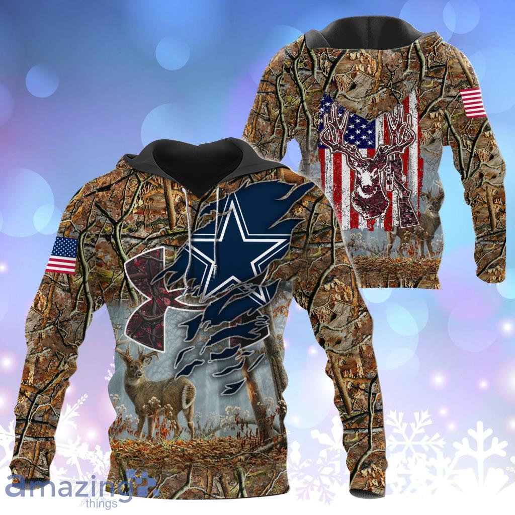 Dallas Cowboys NFL Football Camo Hunting Flag Hoodie 3D All Over Print