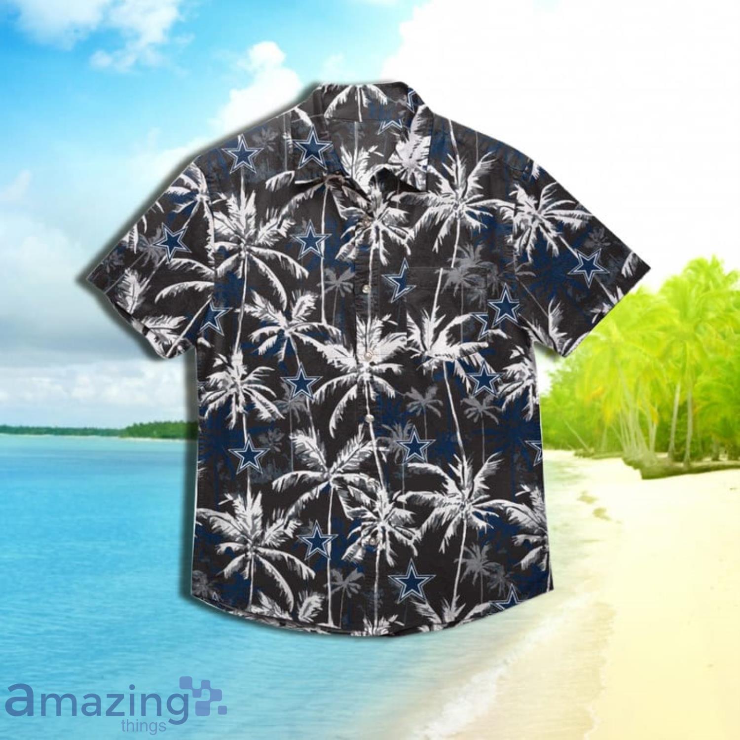 Dallas Cowboys Nfl Mens Black Floral Short Sleeve Hawaiian Shirt Product Photo 1