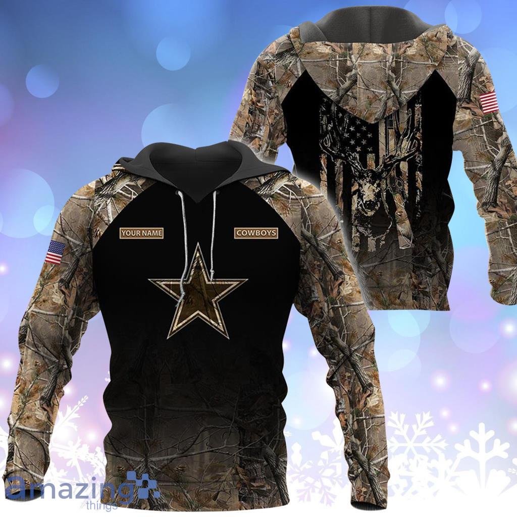 Dallas Cowboys NFL Personalized Your Name Deer Hunting Flag US Hoodie 3D  All Over Print