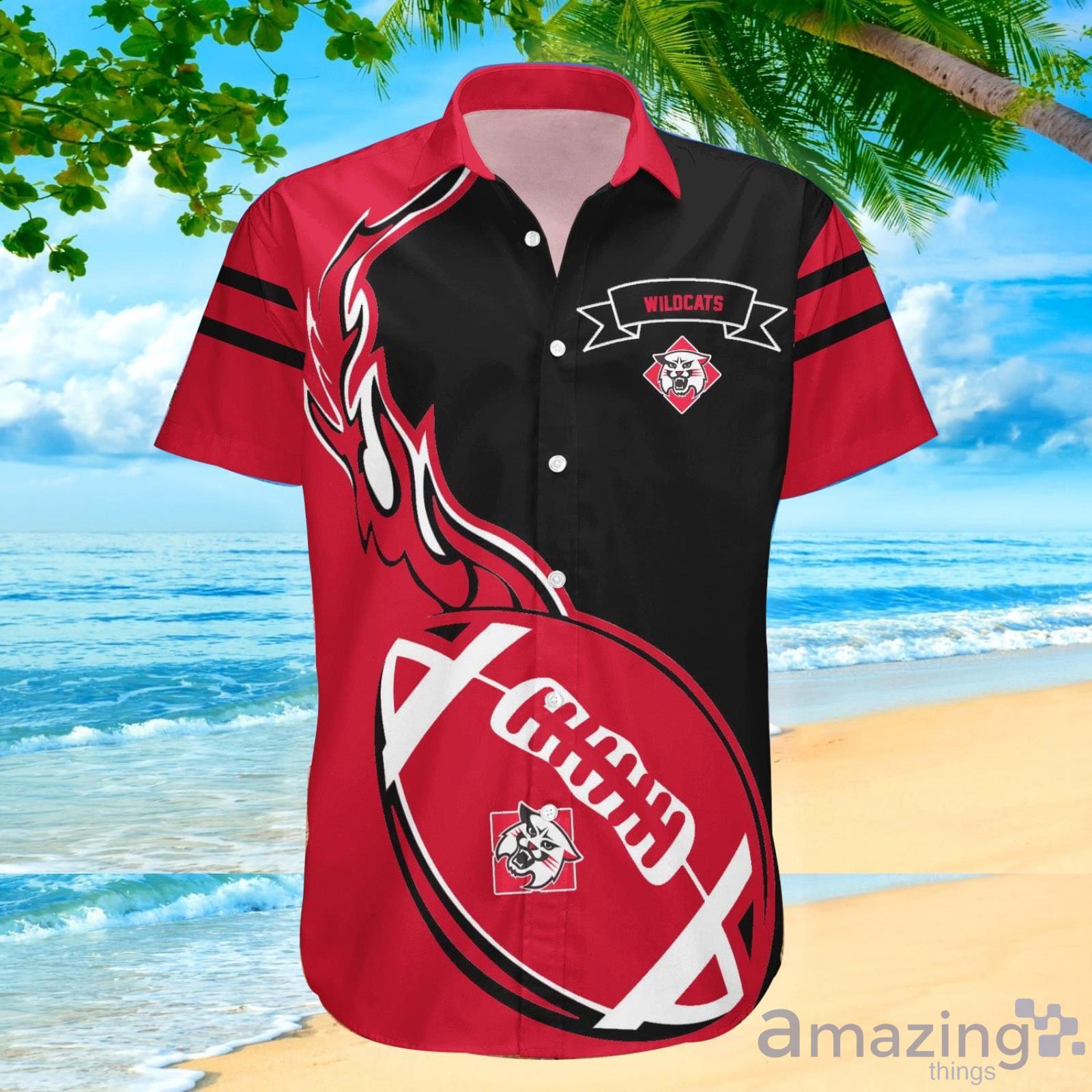 Davidson Wildcats Ncaa Flame Ball Hawaiian Shirt For Fans image Davidson Wildcats Ncaa Flame Ball Hawaiian Shirt For Fans Product Photo 2