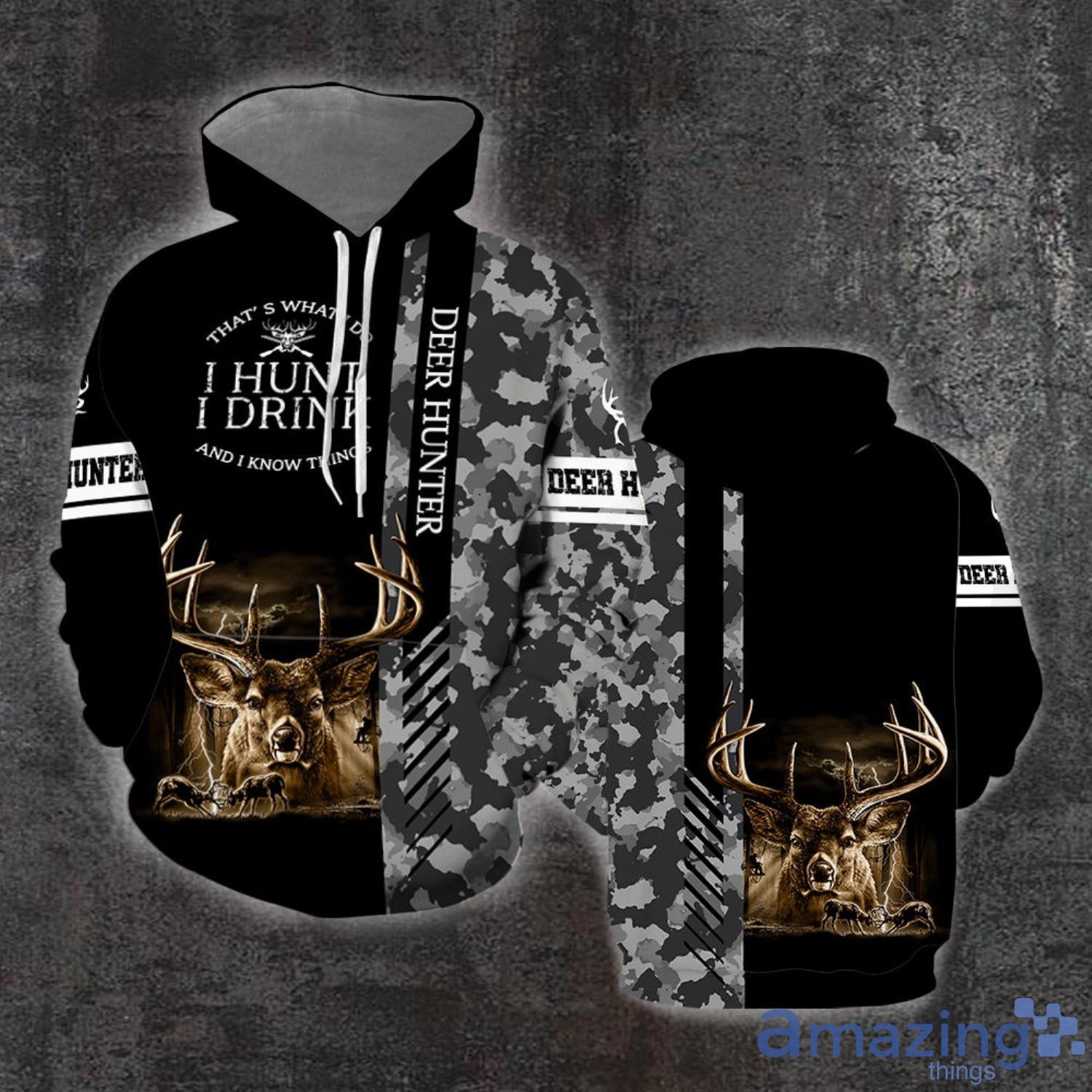 Deer Hunting  Camo Black Gift For Hunting Lover All Over Print 3D Hoodie Product Photo 1