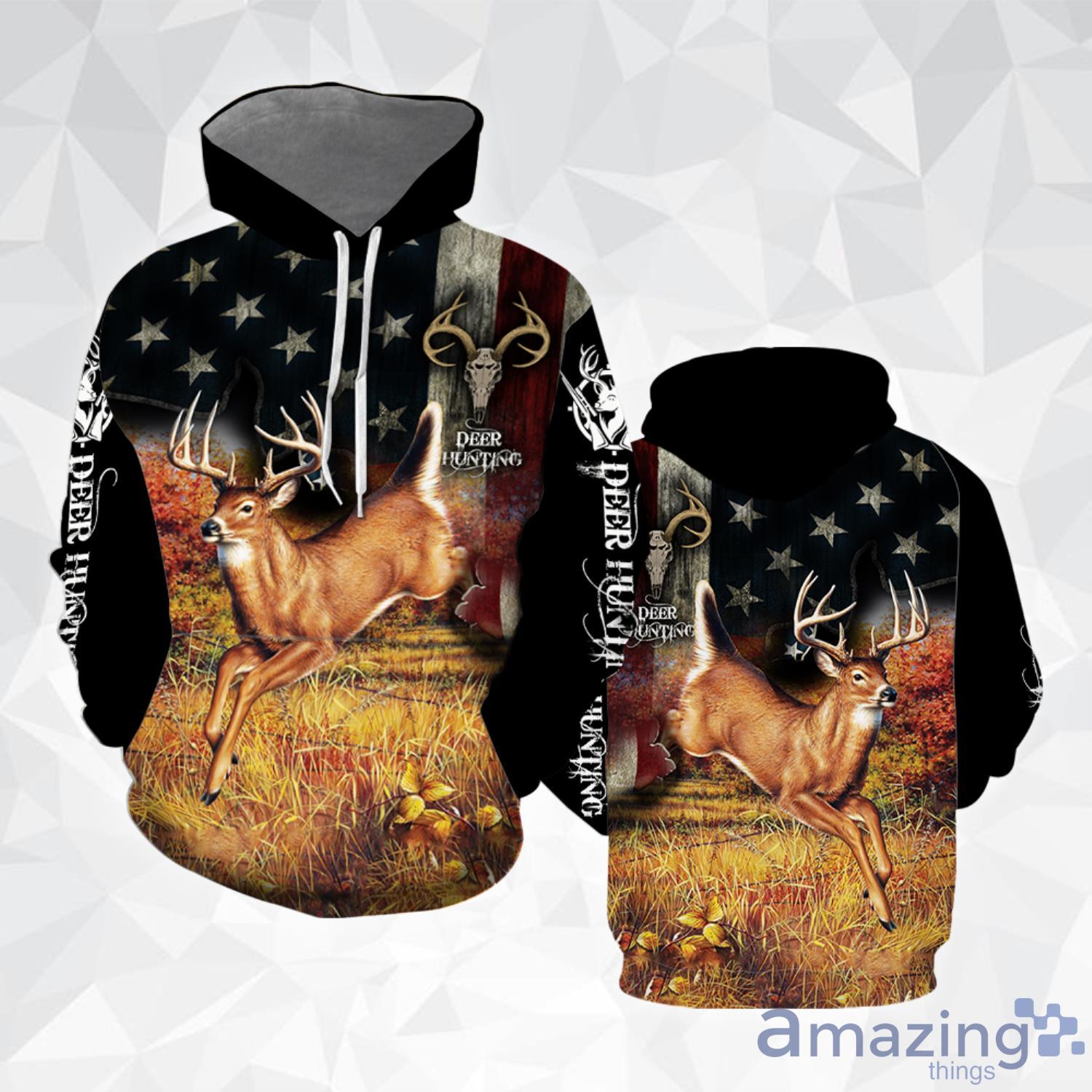 Deer Hunting Flag Gift For Hunting Lover All Over Print 3D Hoodie Product Photo 1