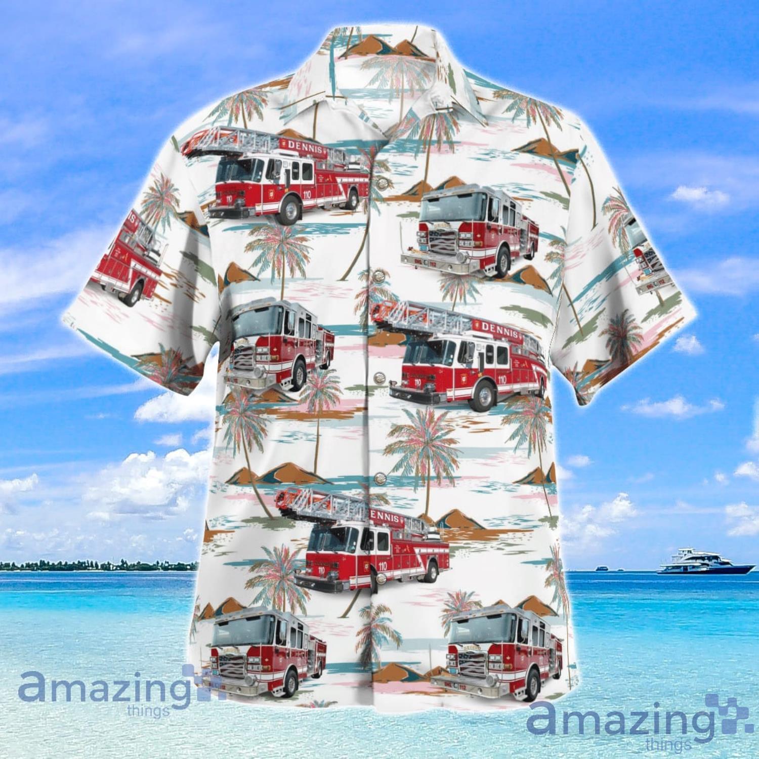 Dennis Fire Department Cape Cod FD Beach Summer Gift Hawaiian Shirt image Dennis Fire Department Cape Cod FD Beach Summer Gift Hawaiian Shirt Product Photo 2