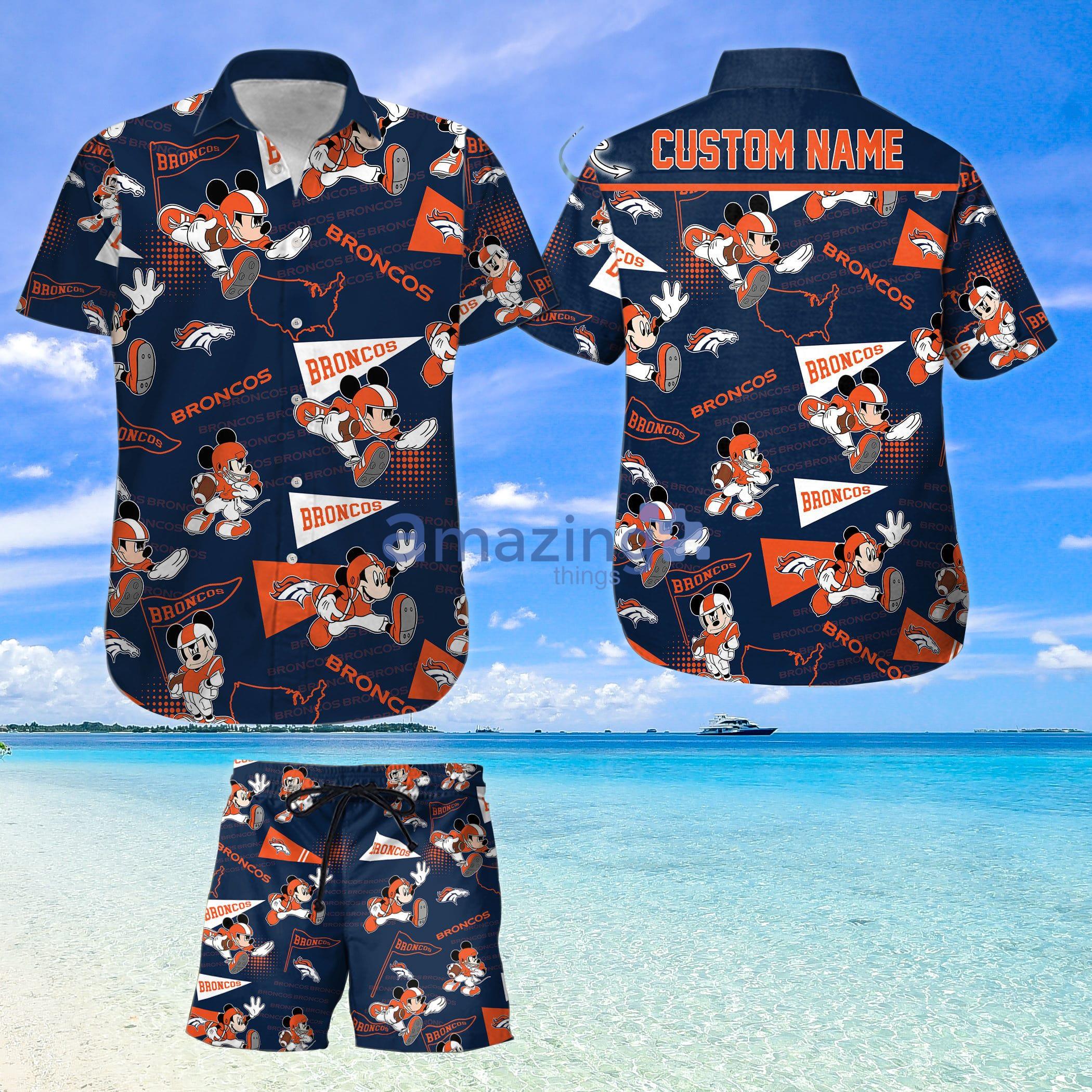 Denver Broncos Mickey Lover Custom Name For Fans Hawaiian Shirt And Shorts