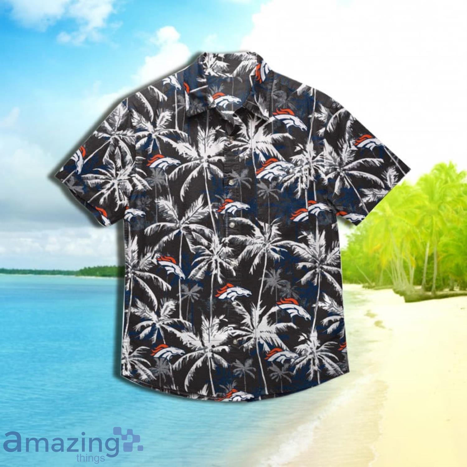 Denver Broncos Nfl Mens Black Floral Short Sleeve Hawaiian Shirt Product Photo 1 Denver Broncos Nfl Mens Black Floral Short Sleeve Hawaiian Shirt Product Photo 1