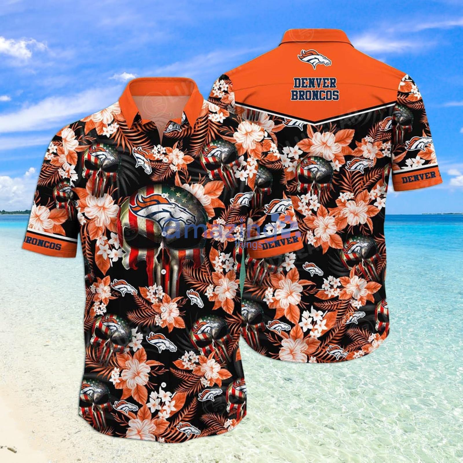 Denver Broncos NFL Skull And Flower Pattern Metallica Hawaiian