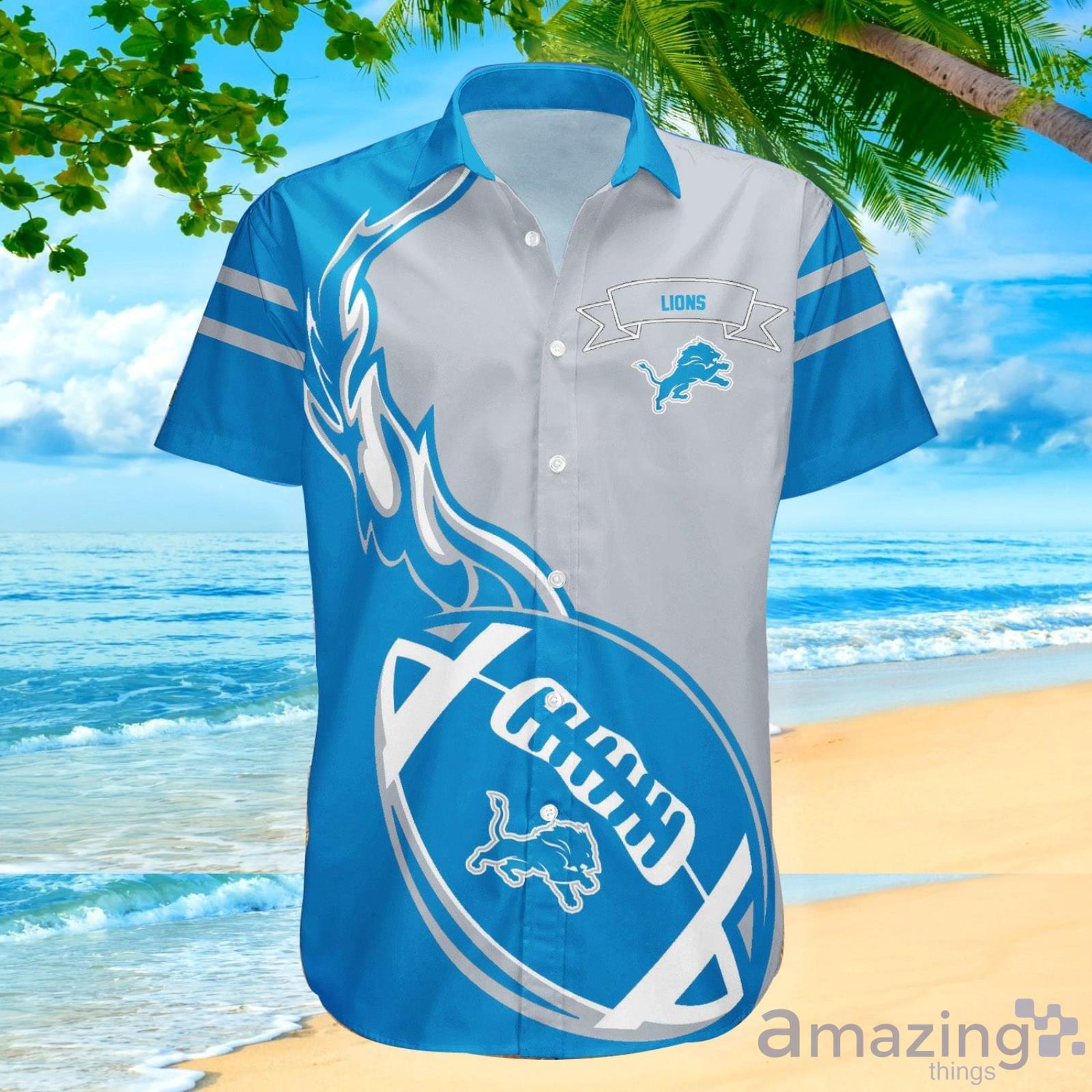 Detroit Lions Nfl Flame Ball Hawaiian Shirt For Fans