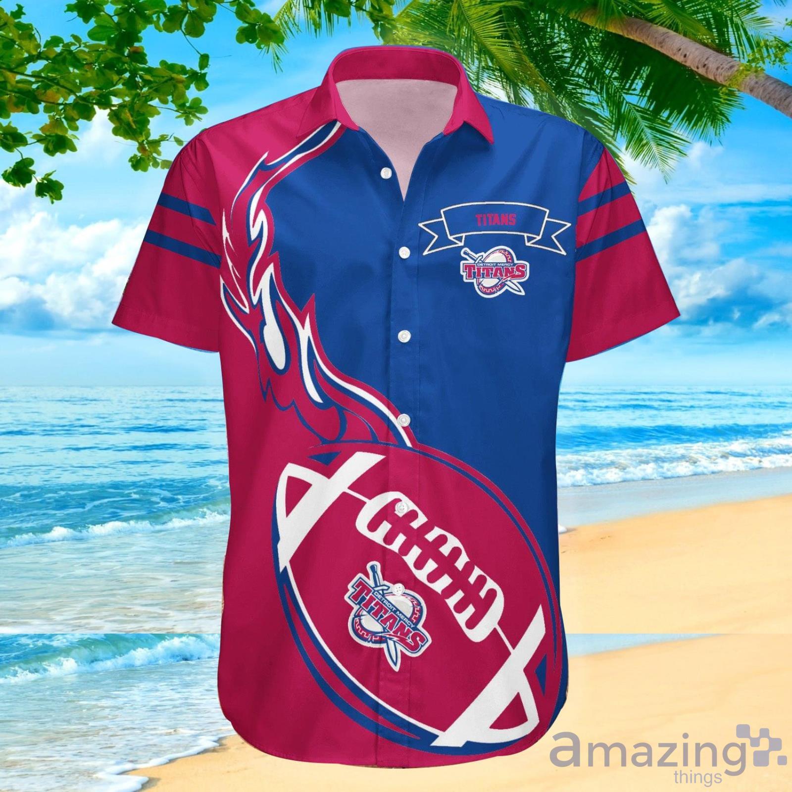 Detroit Mercy Titans Ncaa Flame Ball Hawaiian Shirt For Fans