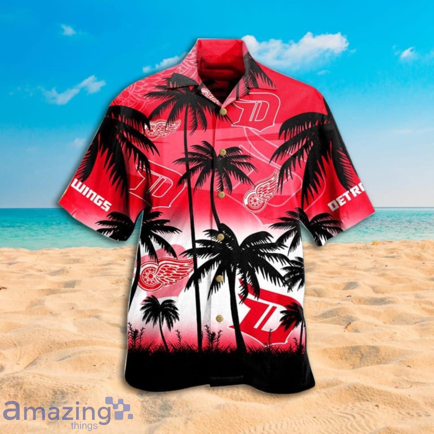 Detroit Red Wings Palm Tree Hawaiian Shhirt Gift For Fans Product Photo 1