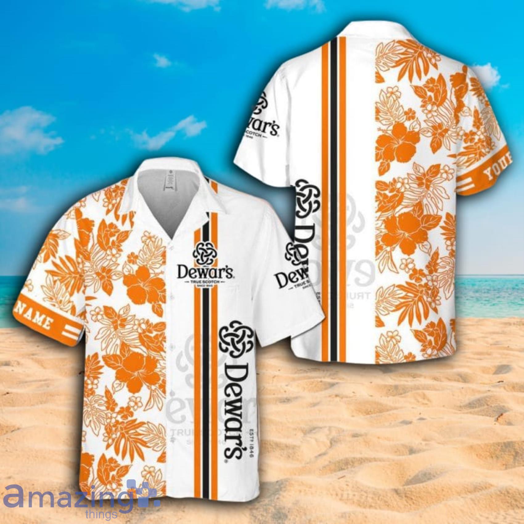 Dewars True Scotch Flower Custom Name Short Sleeve Hawaiian Shirt Product Photo 1