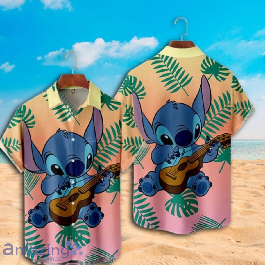 Disney Aloha Stitch And Guitar Short Sleeve Hawaiian Shirt image Disney Aloha Stitch And Guitar Short Sleeve Hawaiian Shirt Product Photo 3